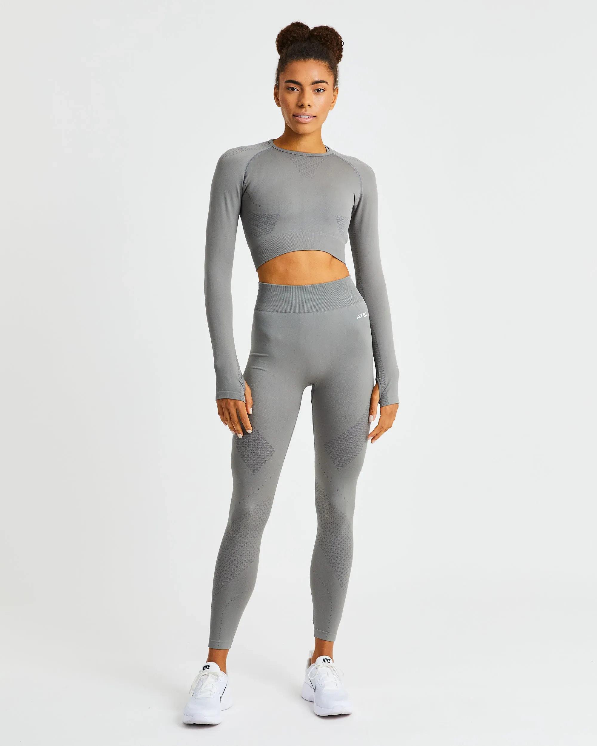 Ignite Seamless Long Sleeve Crop Top - Storm Grey sold by AYBL product image thumbnail 3