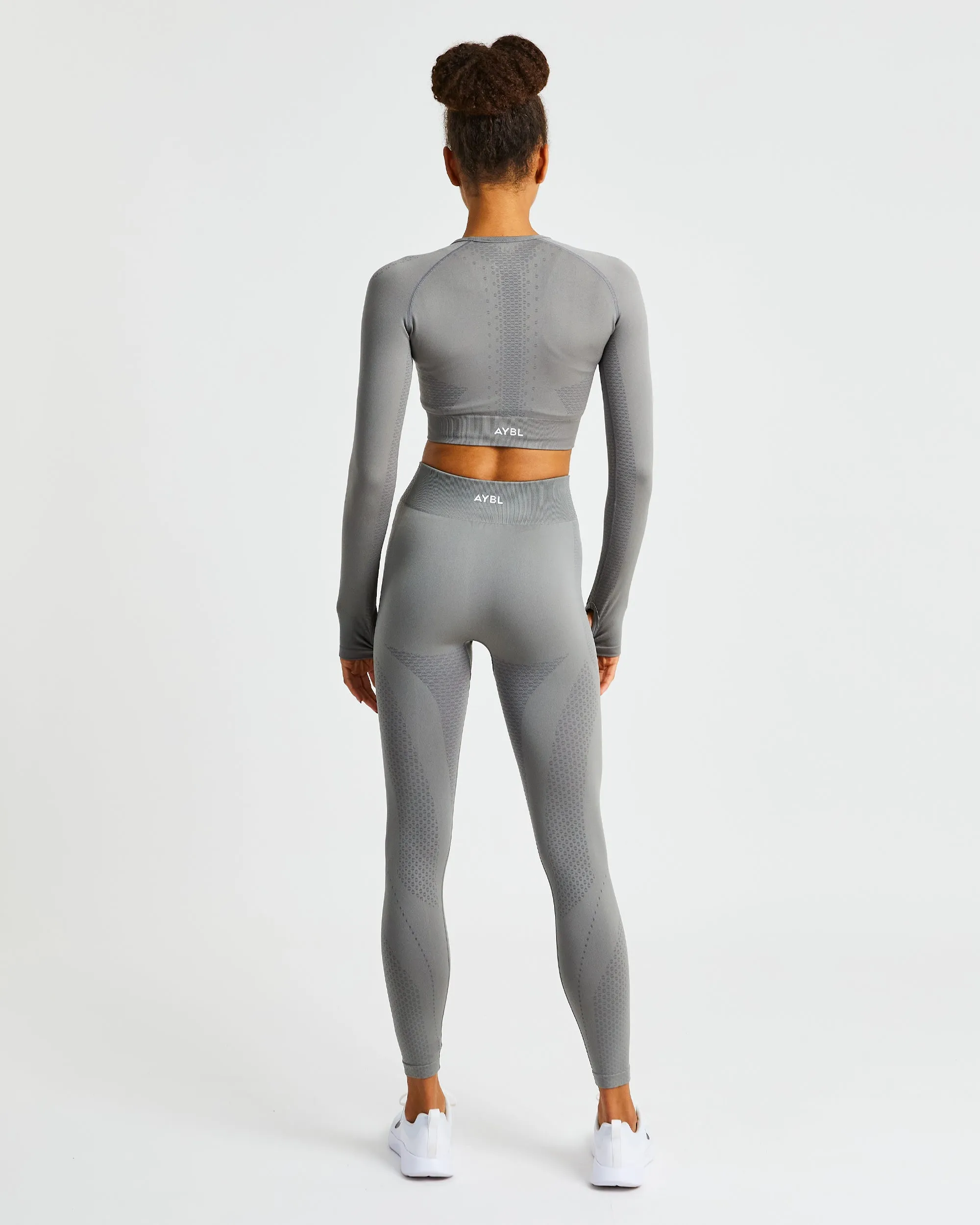Ignite Seamless Long Sleeve Crop Top - Storm Grey sold by AYBL product image thumbnail 4