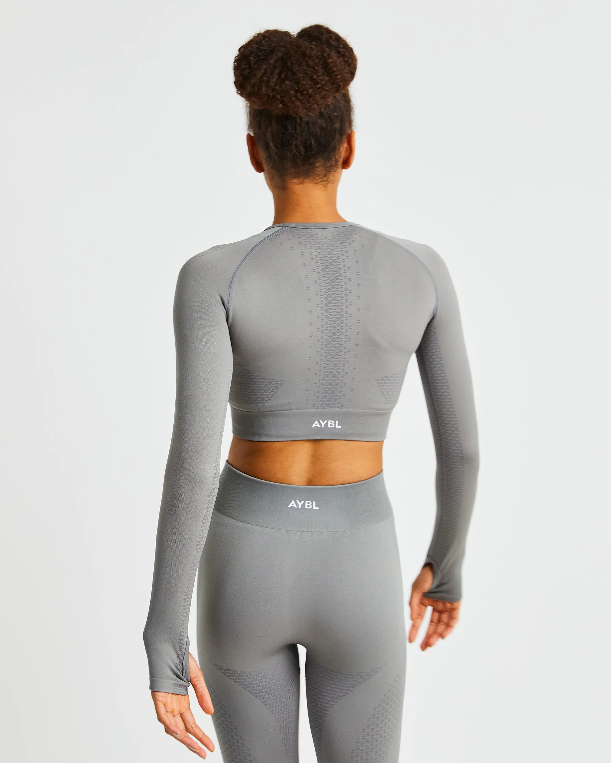 Ignite Seamless Long Sleeve Crop Top - Storm Grey sold by AYBL product image thumbnail 2
