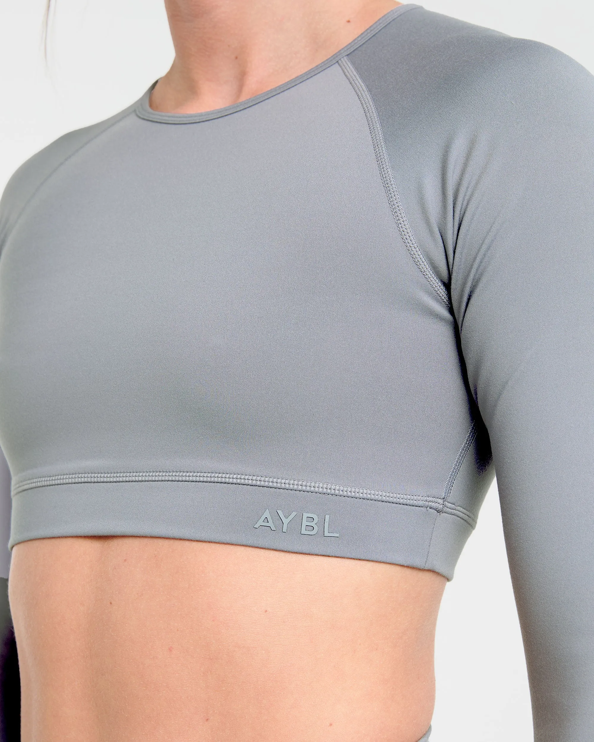 Staple Long Sleeve Crop Top - Grey sold by AYBL product image thumbnail 5
