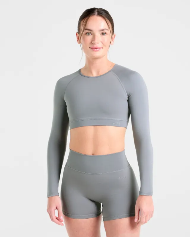 Staple Long Sleeve Crop Top - Grey sold by AYBL