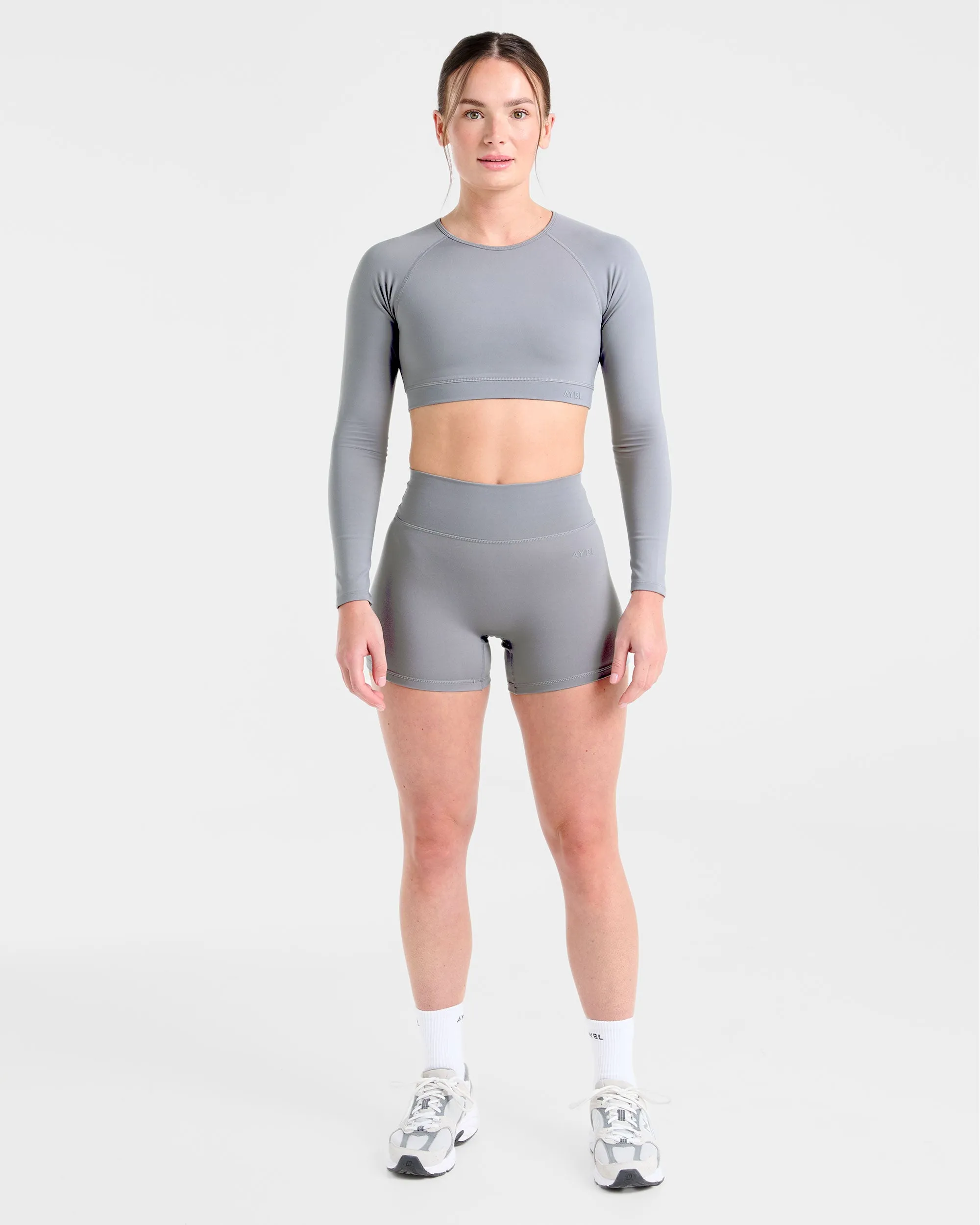 Staple Long Sleeve Crop Top - Grey sold by AYBL product image thumbnail 3
