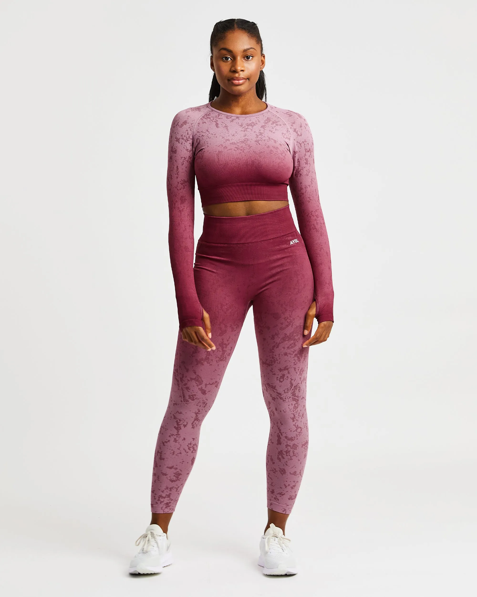 Flare Seamless Long Sleeve Crop Top - Plum sold by AYBL product image thumbnail 3