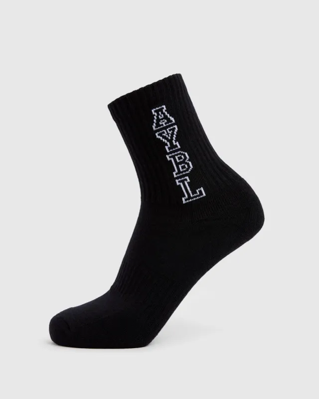 Varsity Vertical Crew Socks - Black sold by AYBL