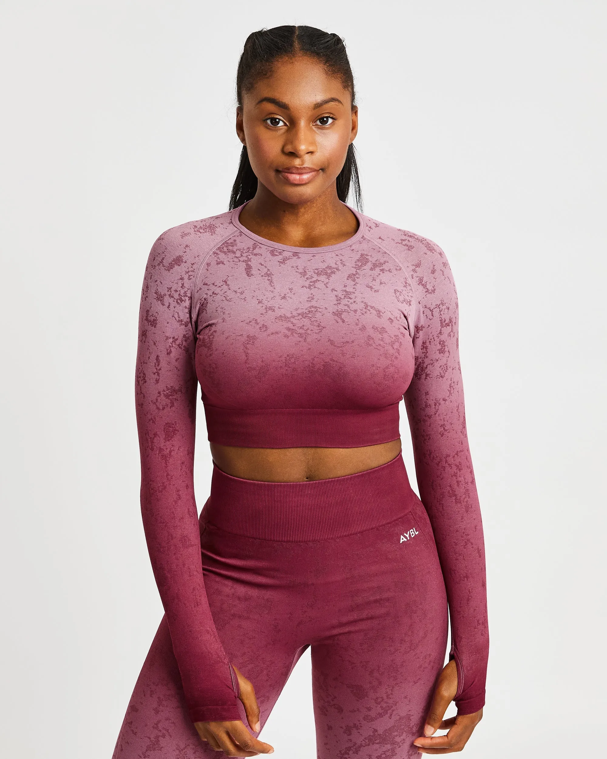 Flare Seamless Long Sleeve Crop Top - Plum sold by AYBL