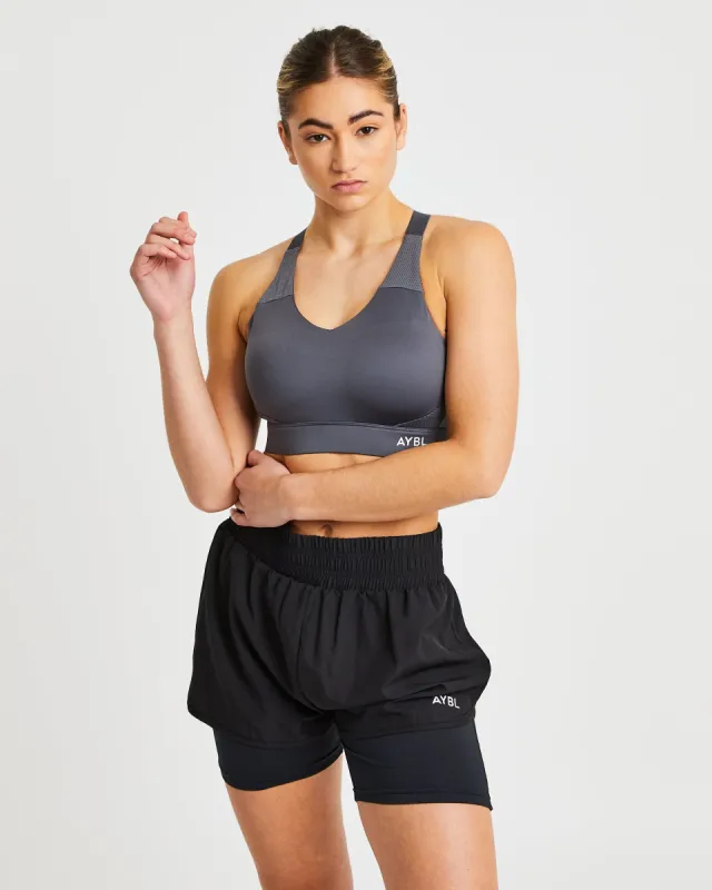 Sportive Open Back Sports Bra - Charcoal sold by AYBL
