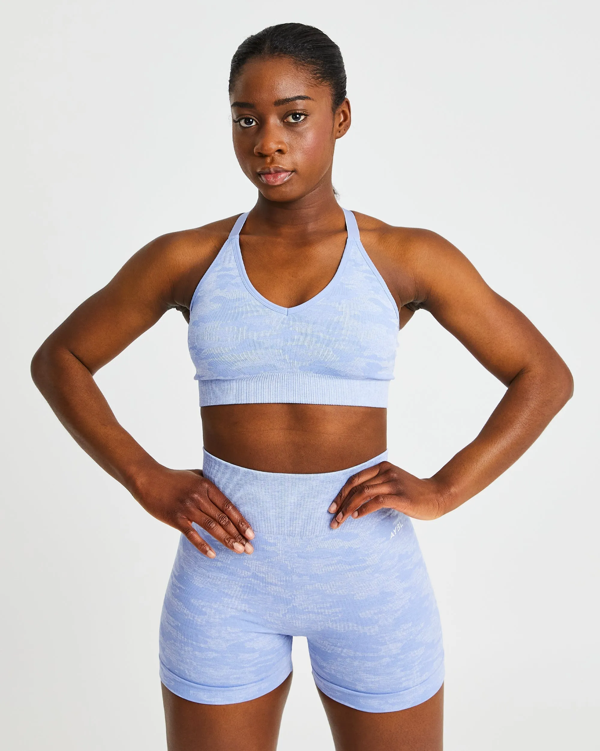 Evolve Camo Seamless Sports Bra - Blue sold by AYBL