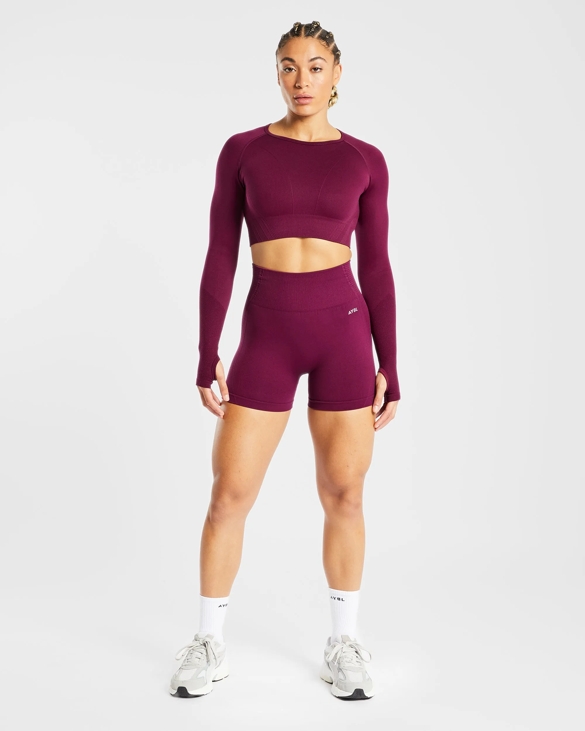 Balance V2 Seamless Long Sleeve Crop Top - Purple Wine sold by AYBL product image thumbnail 3