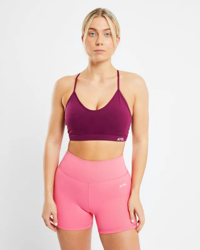 Essential V Neck Sports Bra - Purple Wine sold by AYBL