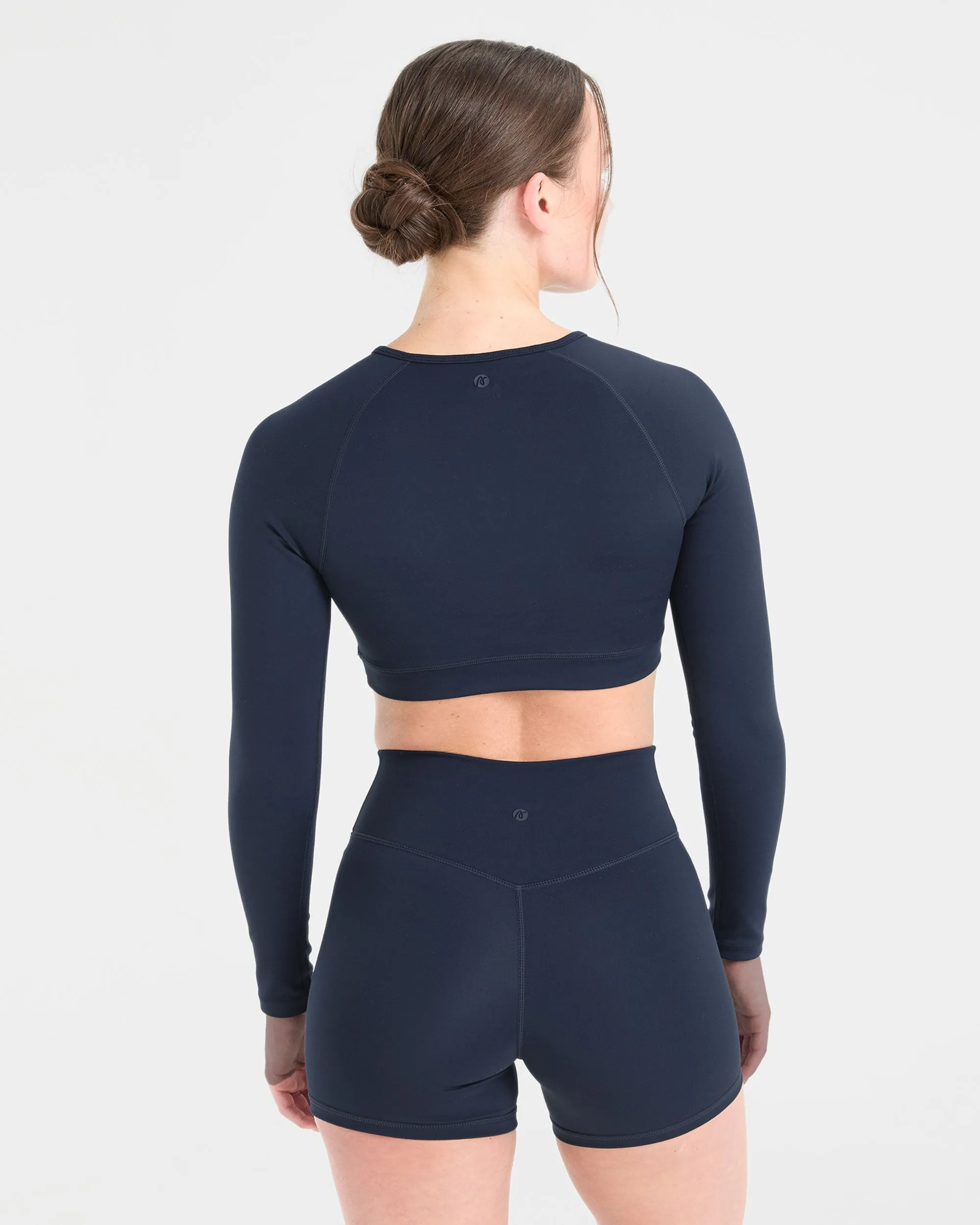 Staple Long Sleeve Crop Top - Navy sold by AYBL product image thumbnail 2