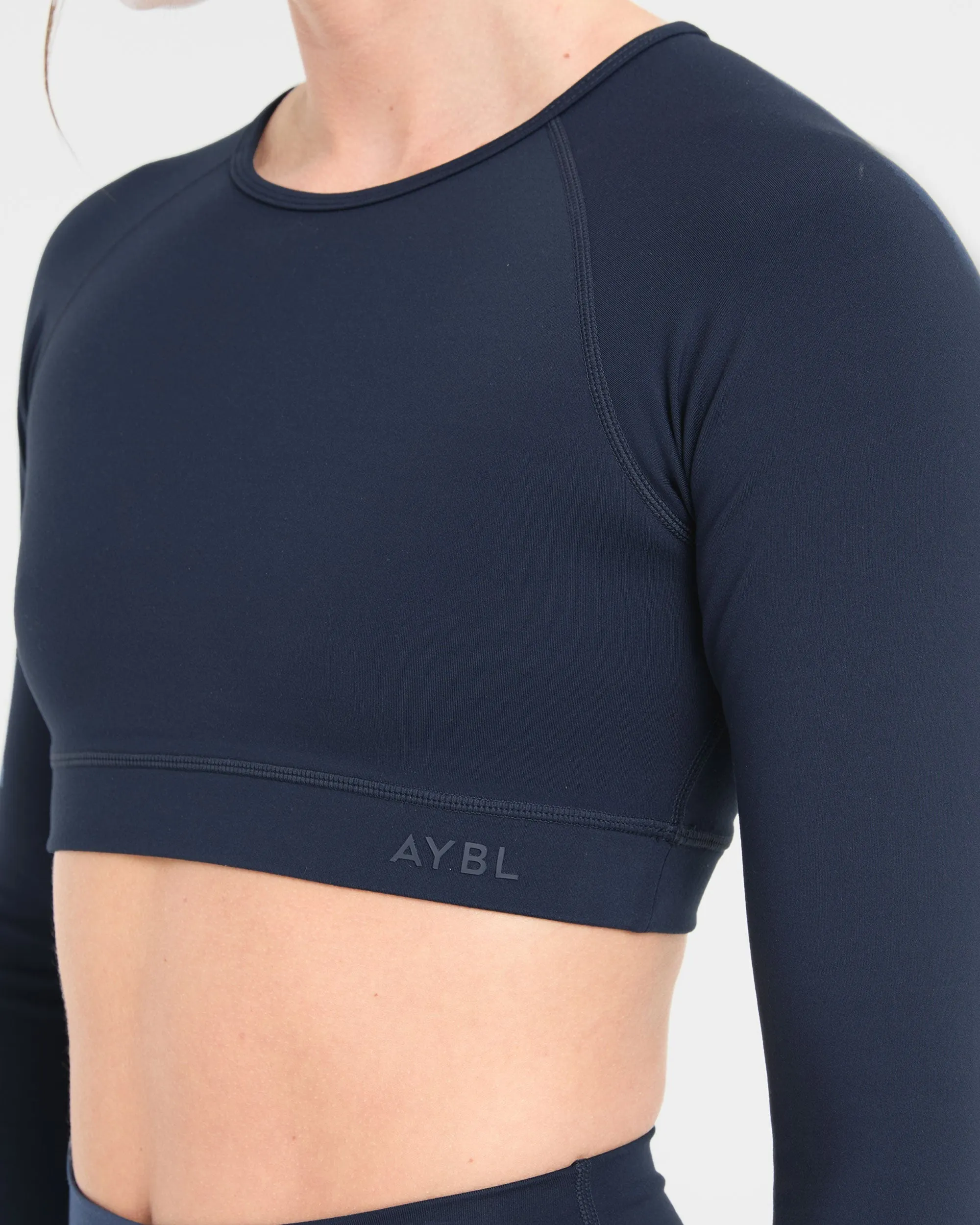 Staple Long Sleeve Crop Top - Navy sold by AYBL product image thumbnail 5
