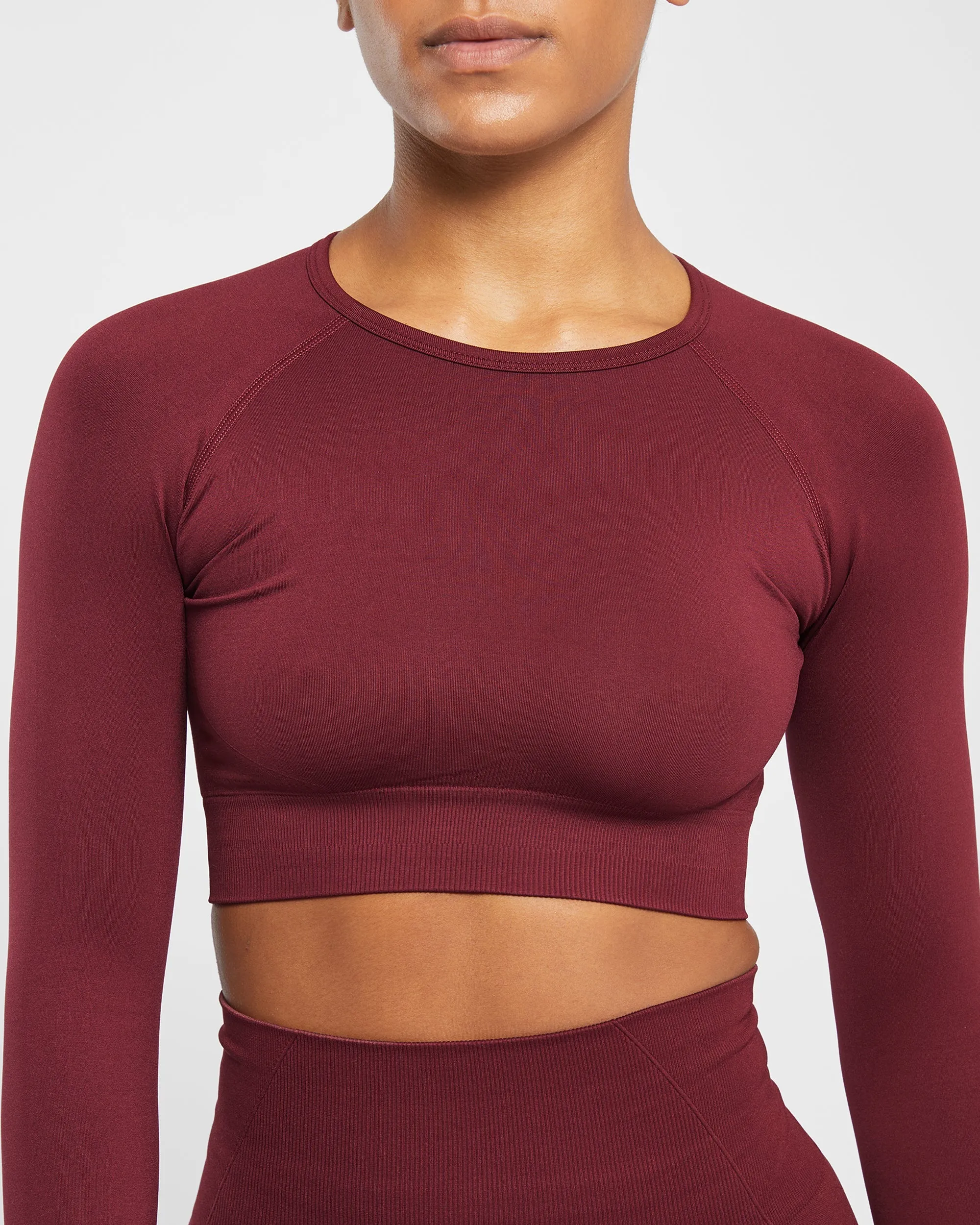 Empower Seamless Long Sleeve Crop Top - Red Wine sold by AYBL product image thumbnail 3
