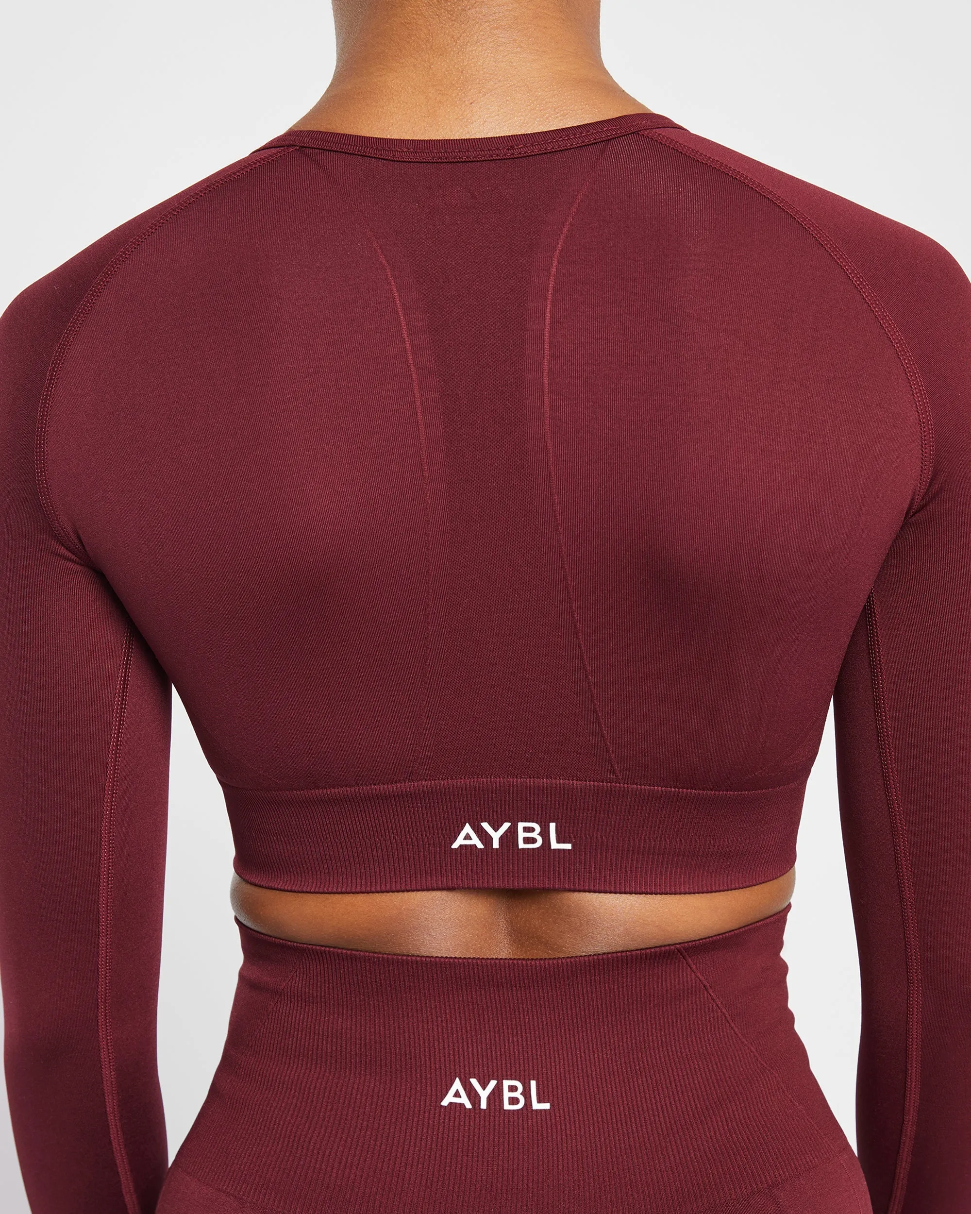 Empower Seamless Long Sleeve Crop Top - Red Wine sold by AYBL product image thumbnail 4