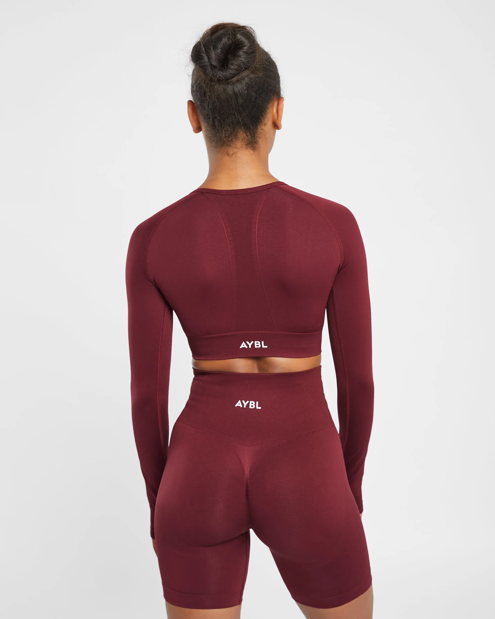 Empower Seamless Long Sleeve Crop Top - Red Wine sold by AYBL product image thumbnail 2