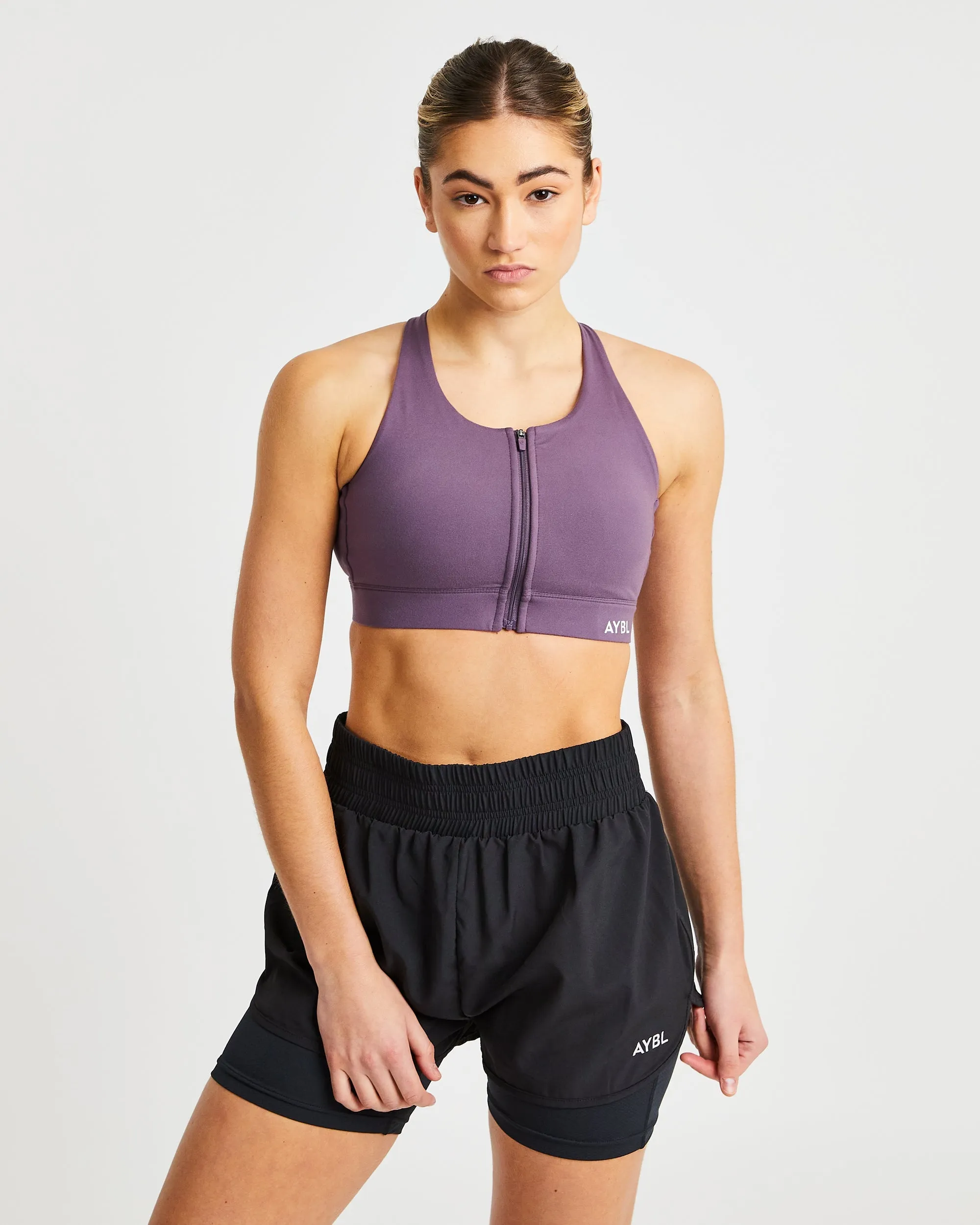 Sportive Zip Up Sports Bra - Purple sold by AYBL