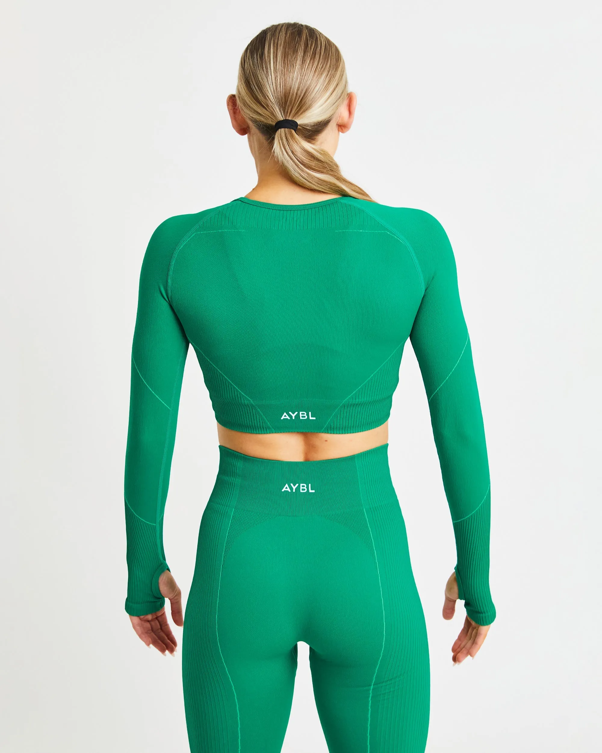 Reflex Seamless Long Sleeve Crop Top - Emerald Green sold by AYBL product image thumbnail 2