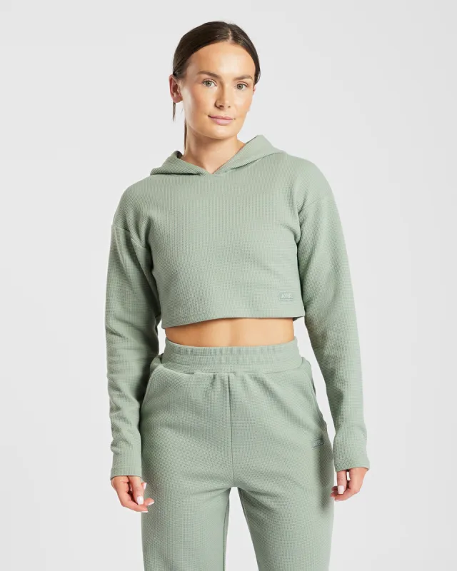 Waffle Crop Hoodie - Sage Green sold by AYBL