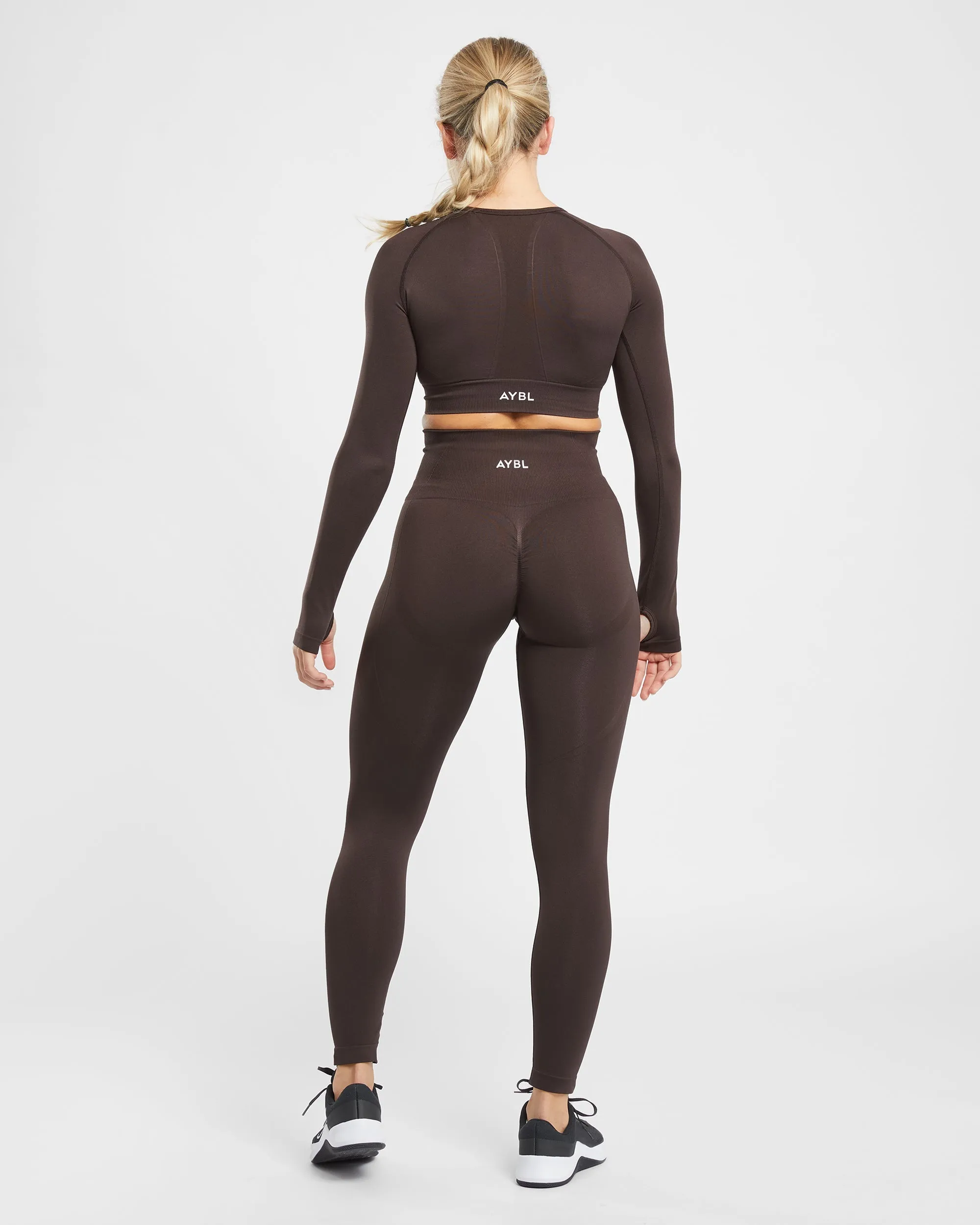 Empower Seamless Long Sleeve Crop Top - Cocoa Brown sold by AYBL product image thumbnail 4