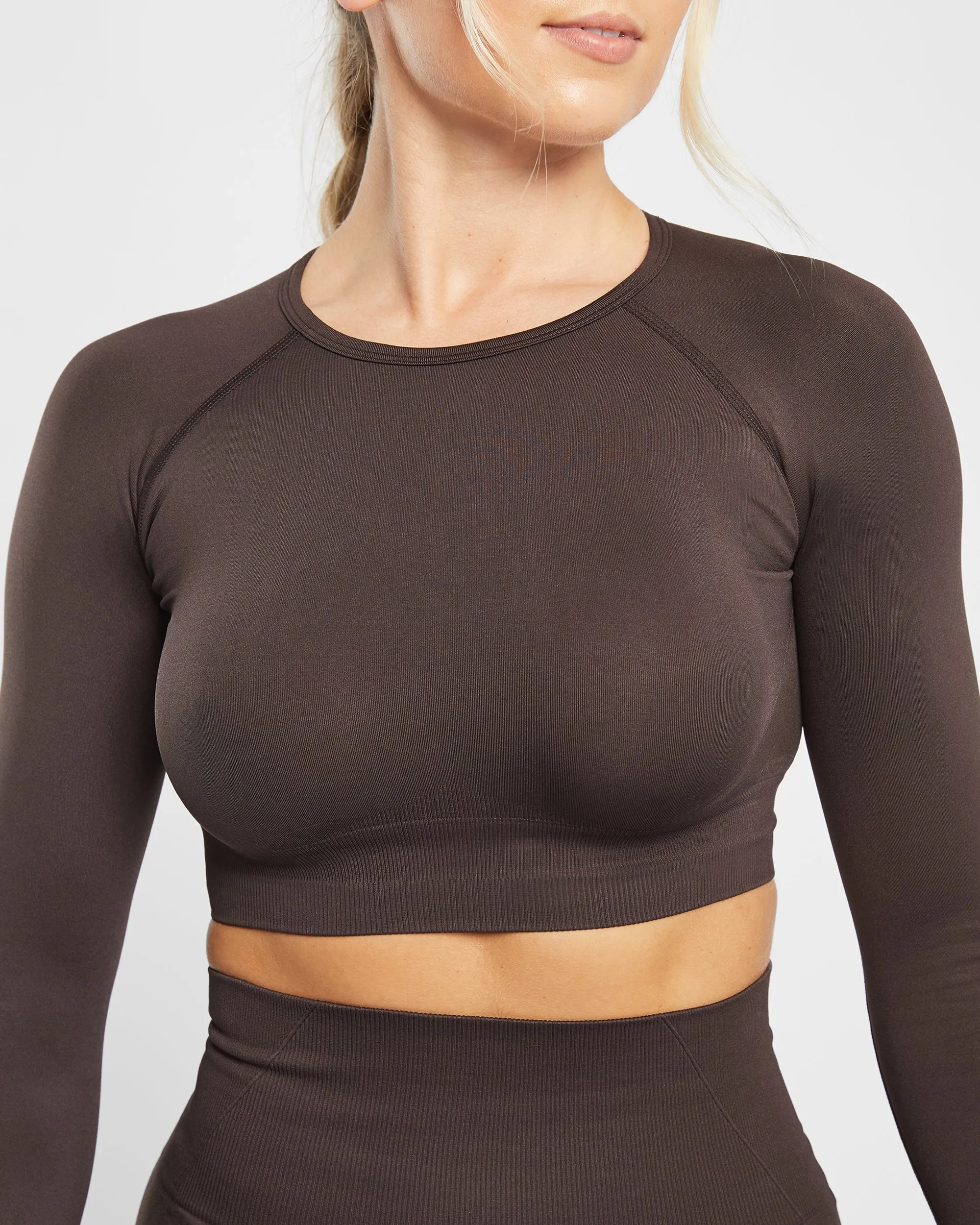 Empower Seamless Long Sleeve Crop Top - Cocoa Brown sold by AYBL product image thumbnail 5