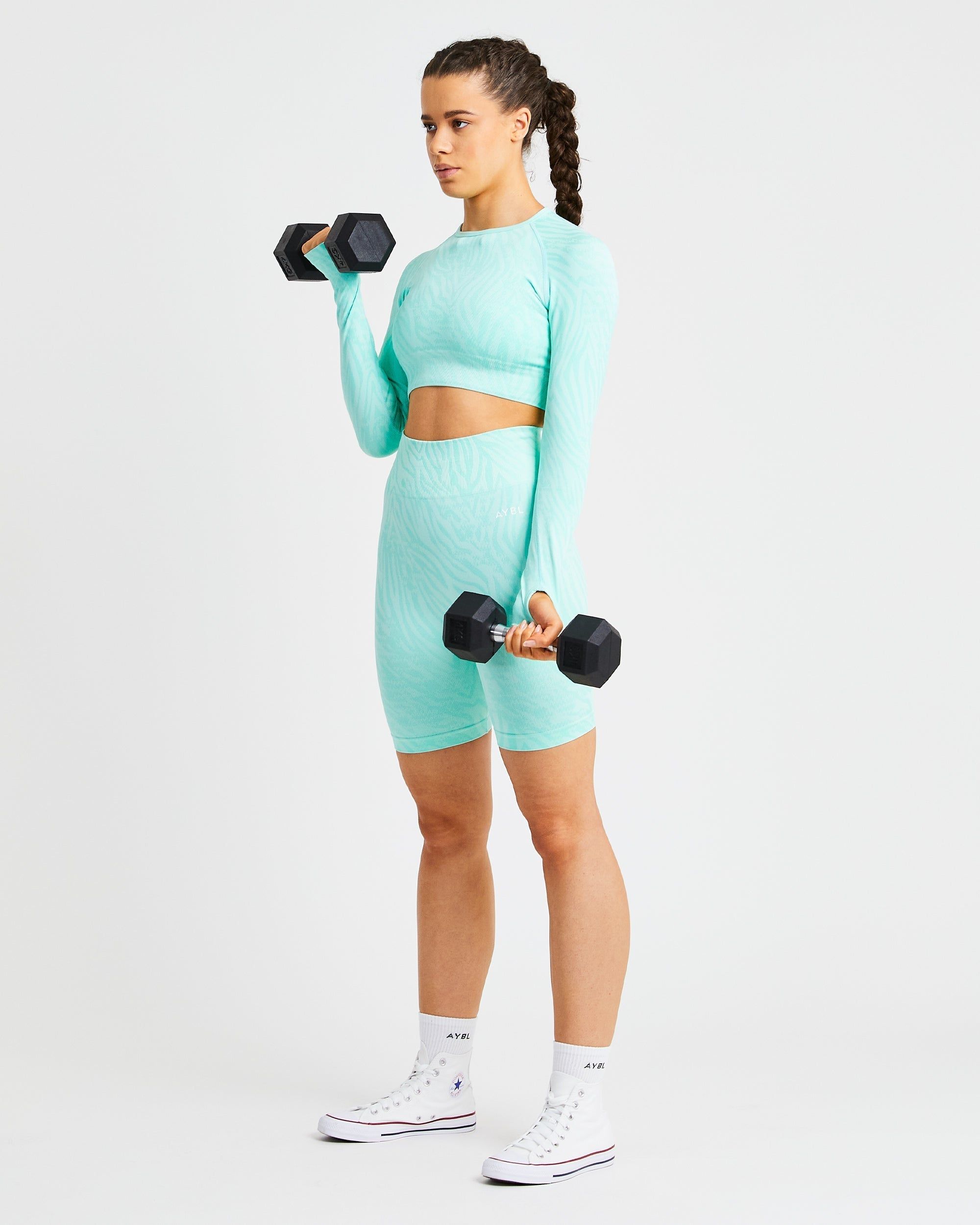 Evolve Animal Seamless Long Sleeve Crop Top - Mint Green sold by AYBL product image thumbnail 6