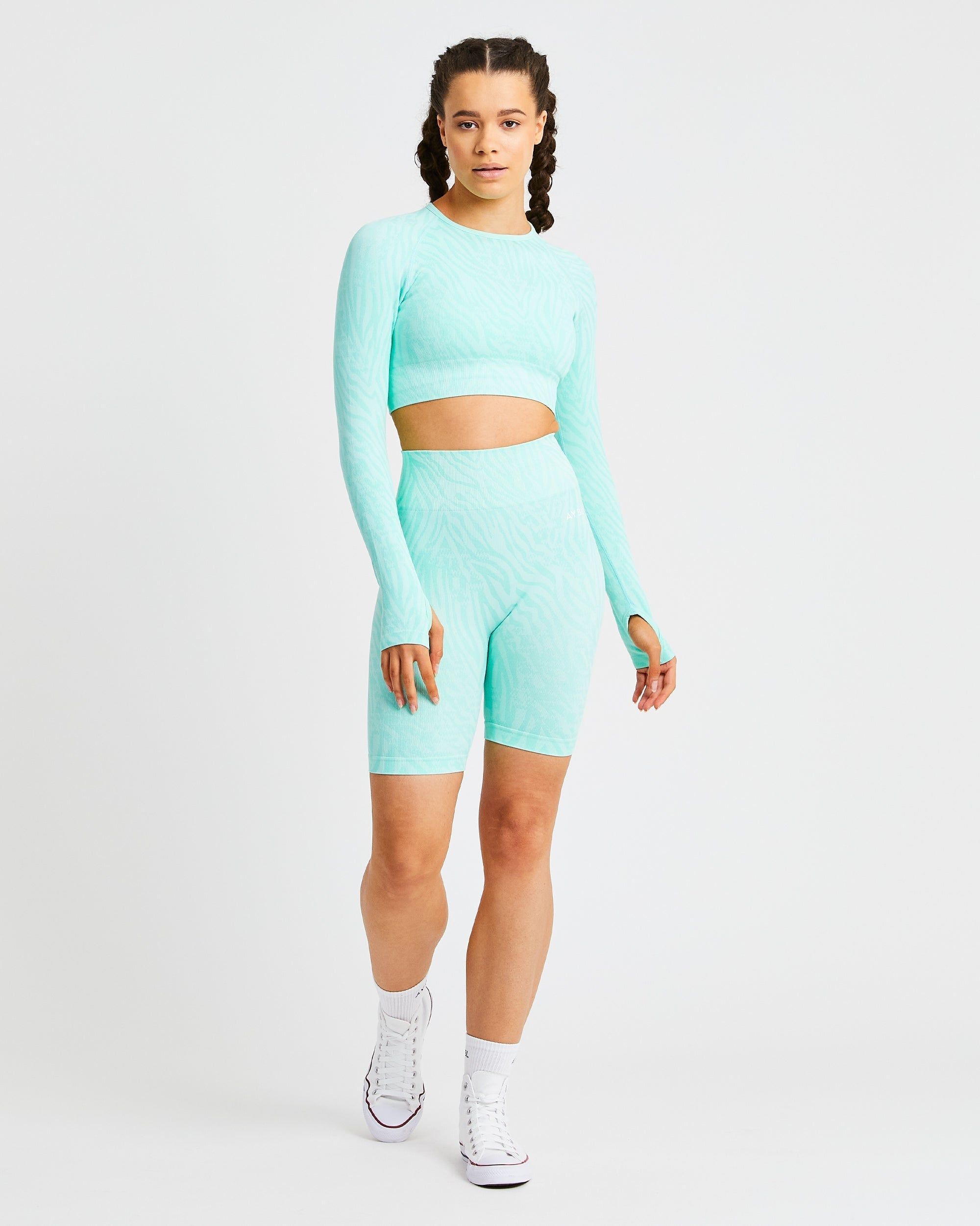 Evolve Animal Seamless Long Sleeve Crop Top - Mint Green sold by AYBL product image thumbnail 3