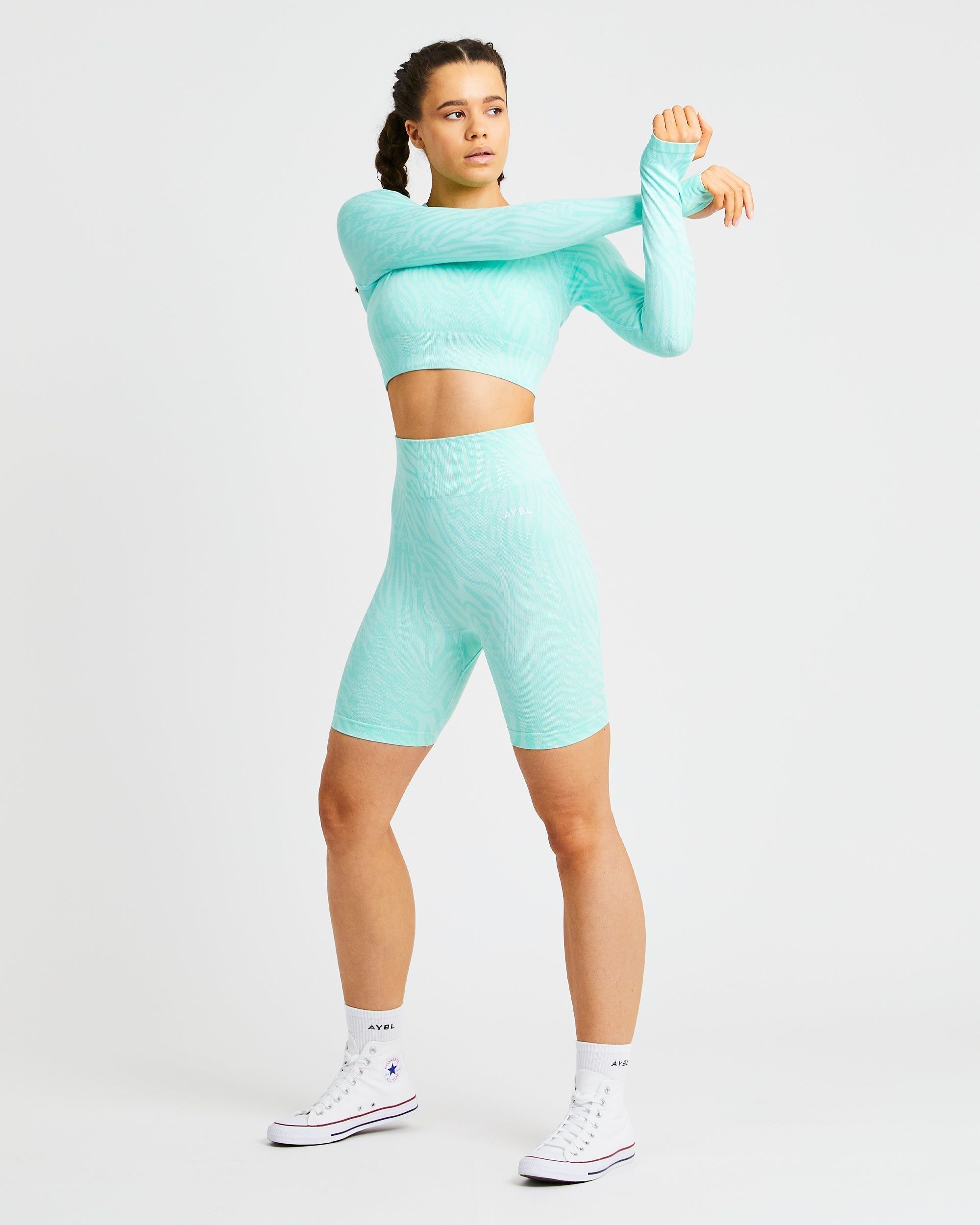 Evolve Animal Seamless Long Sleeve Crop Top - Mint Green sold by AYBL product image thumbnail 5