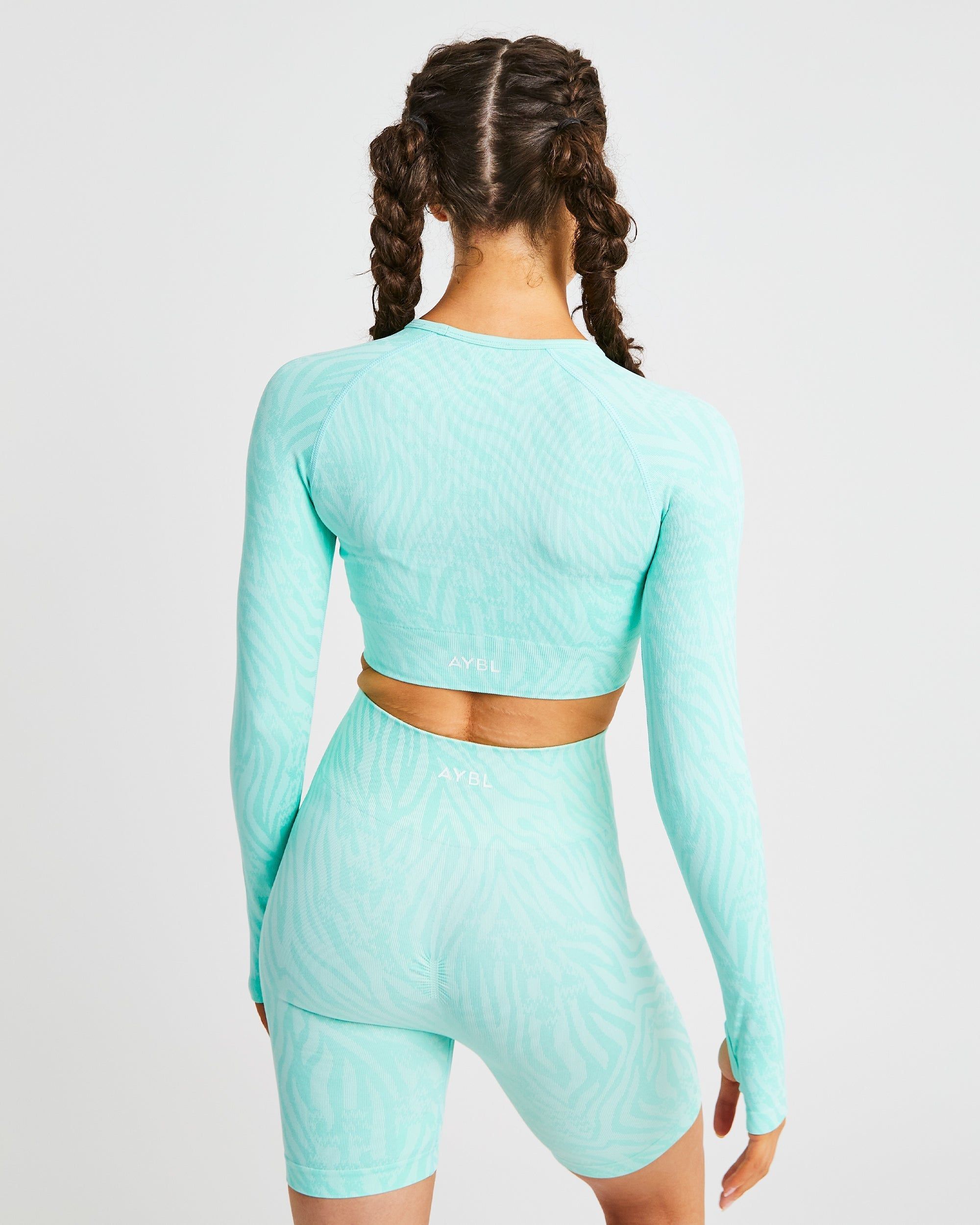 Evolve Animal Seamless Long Sleeve Crop Top - Mint Green sold by AYBL product image thumbnail 2