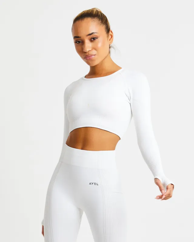 Reflex Seamless Long Sleeve Crop Top - White sold by AYBL