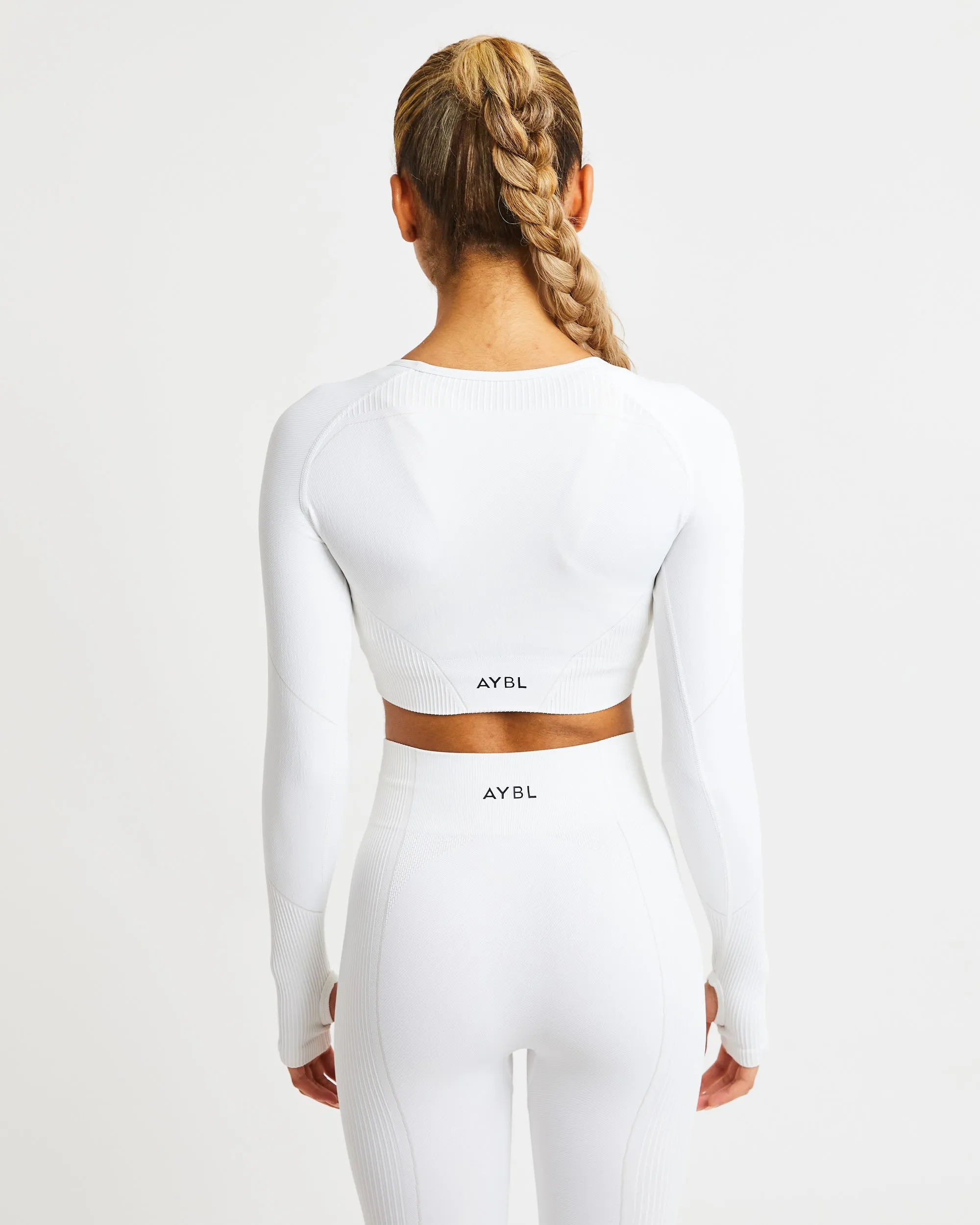 Reflex Seamless Long Sleeve Crop Top - White sold by AYBL product image thumbnail 2