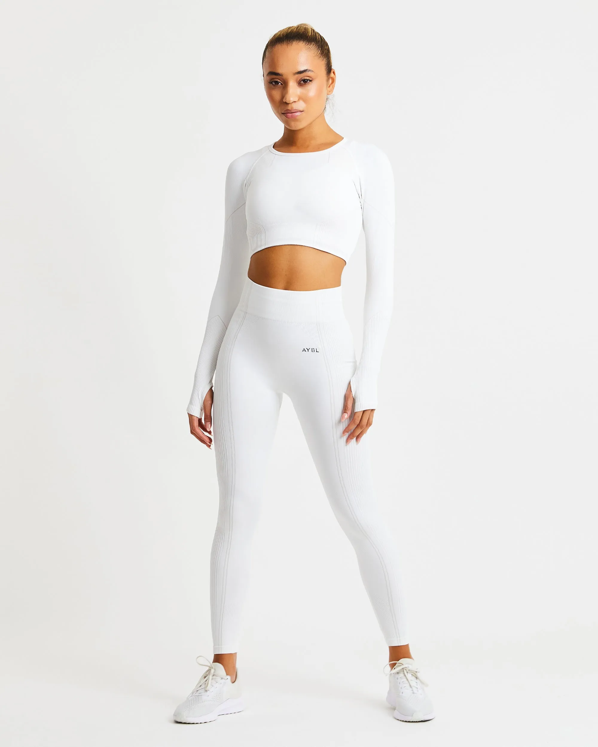 Reflex Seamless Long Sleeve Crop Top - White sold by AYBL product image thumbnail 3
