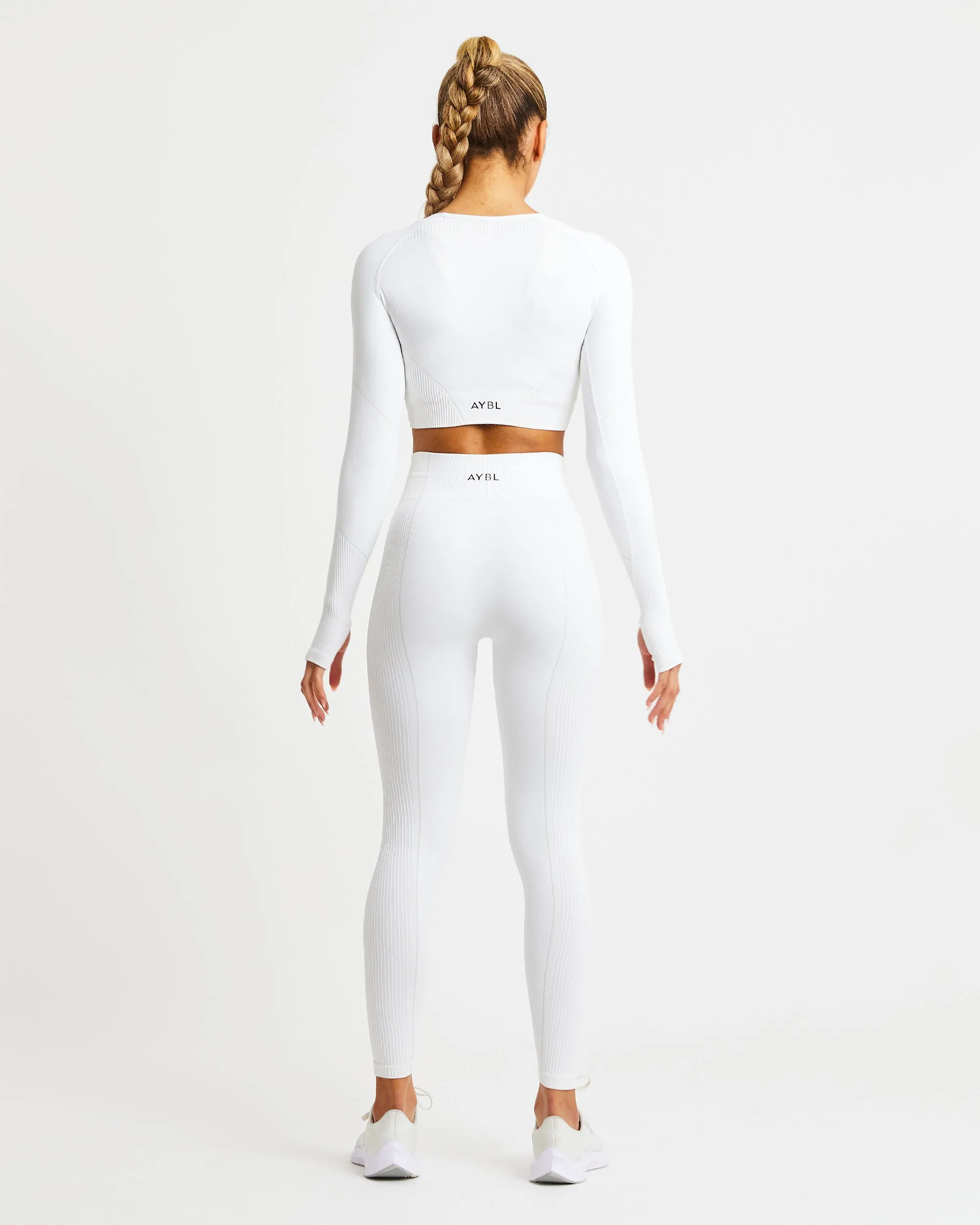 Reflex Seamless Long Sleeve Crop Top - White sold by AYBL product image thumbnail 4