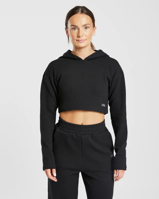 Waffle Crop Hoodie - Black sold by AYBL
