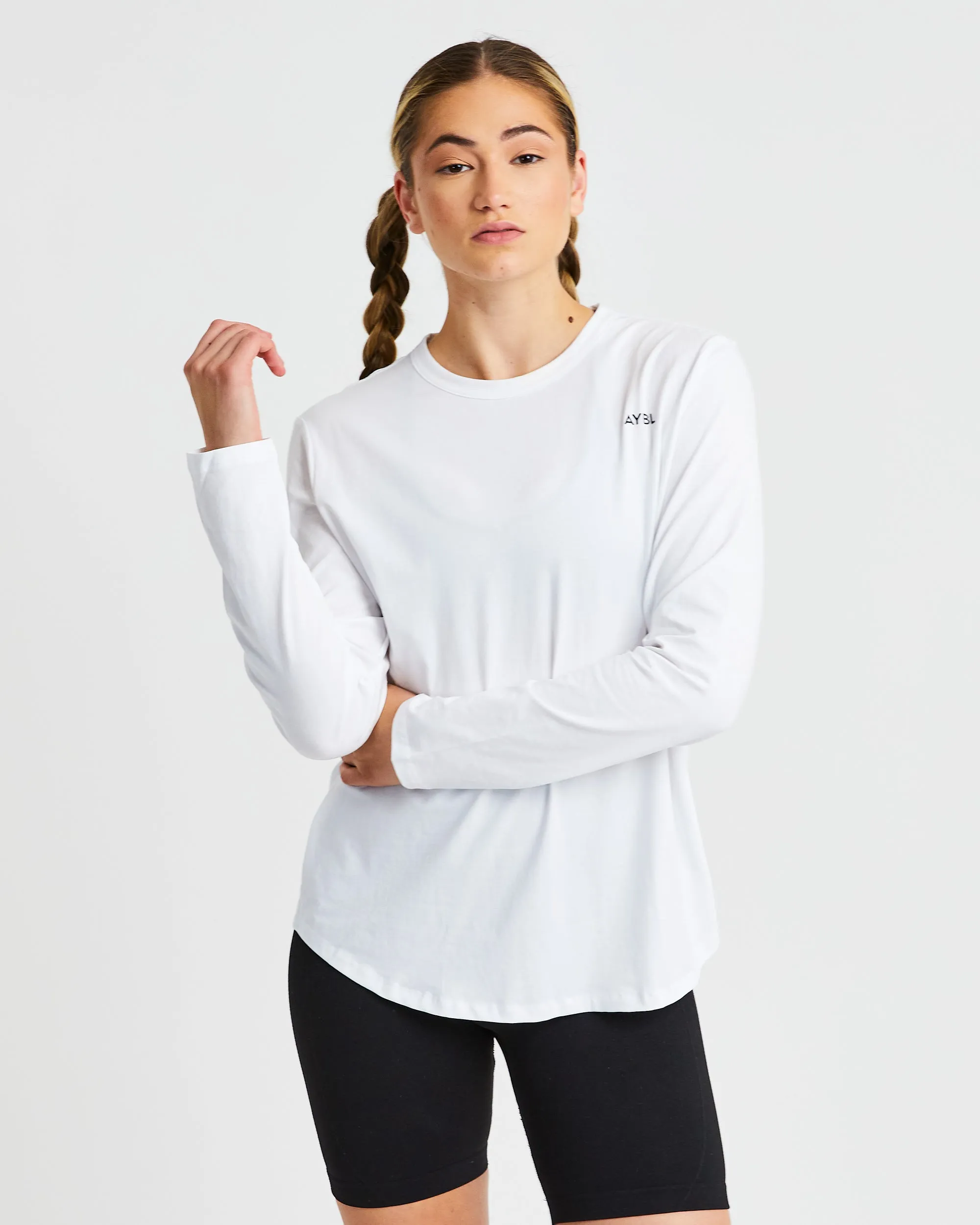 Everyday Relaxed Long Sleeve T Shirt - White sold by AYBL