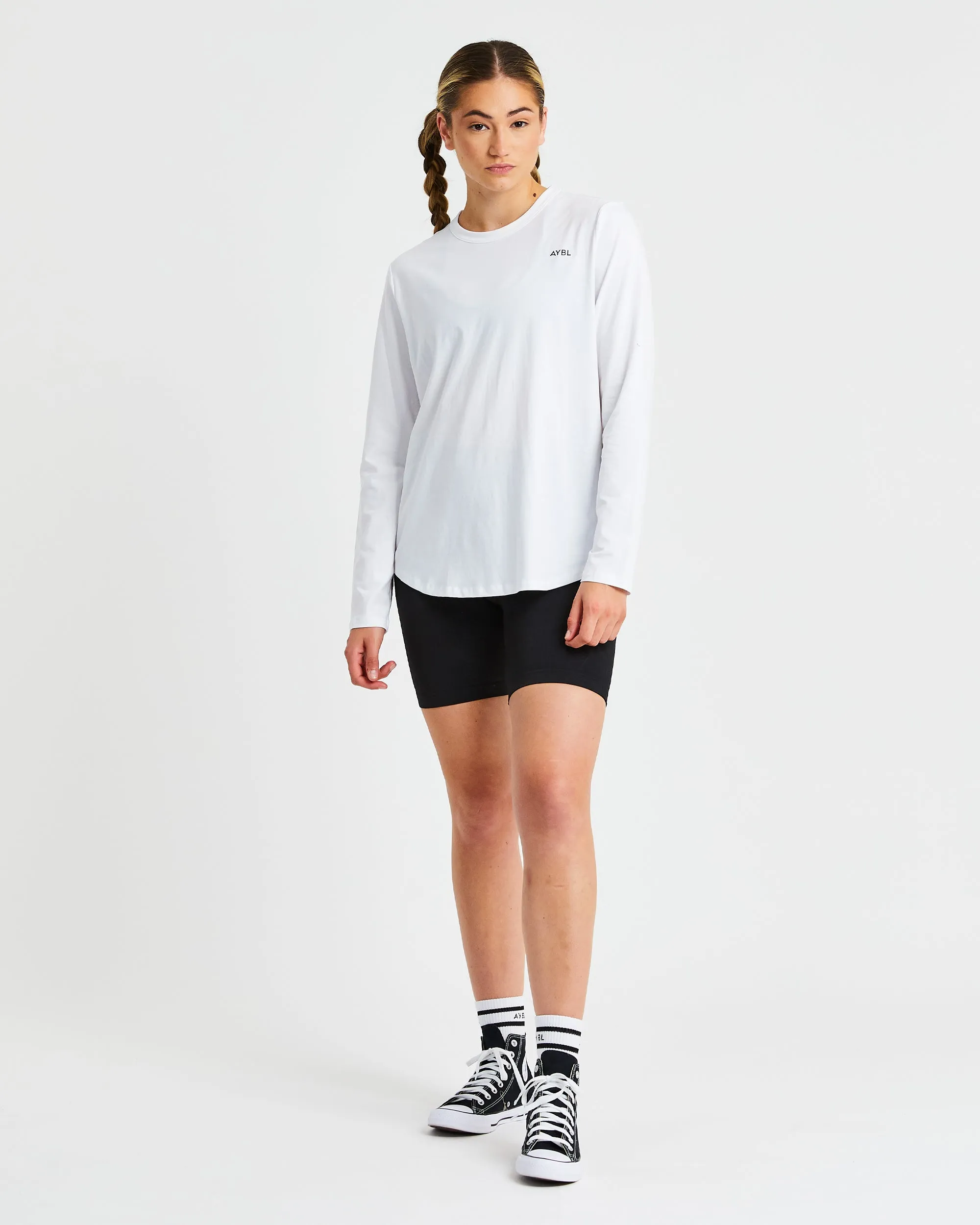 Everyday Relaxed Long Sleeve T Shirt - White sold by AYBL product image thumbnail 3