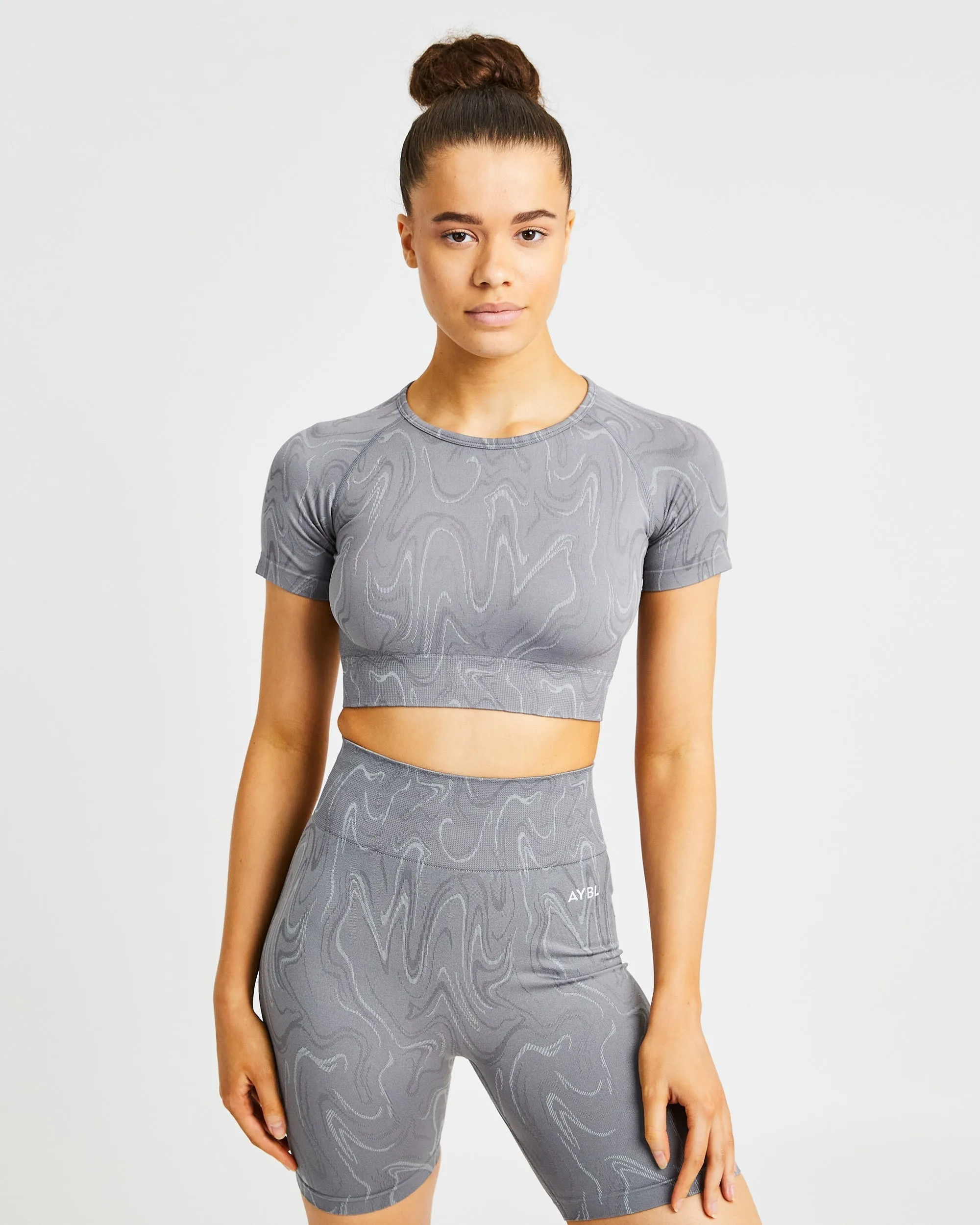 Velocity Seamless Crop Top - Grey sold by AYBL
