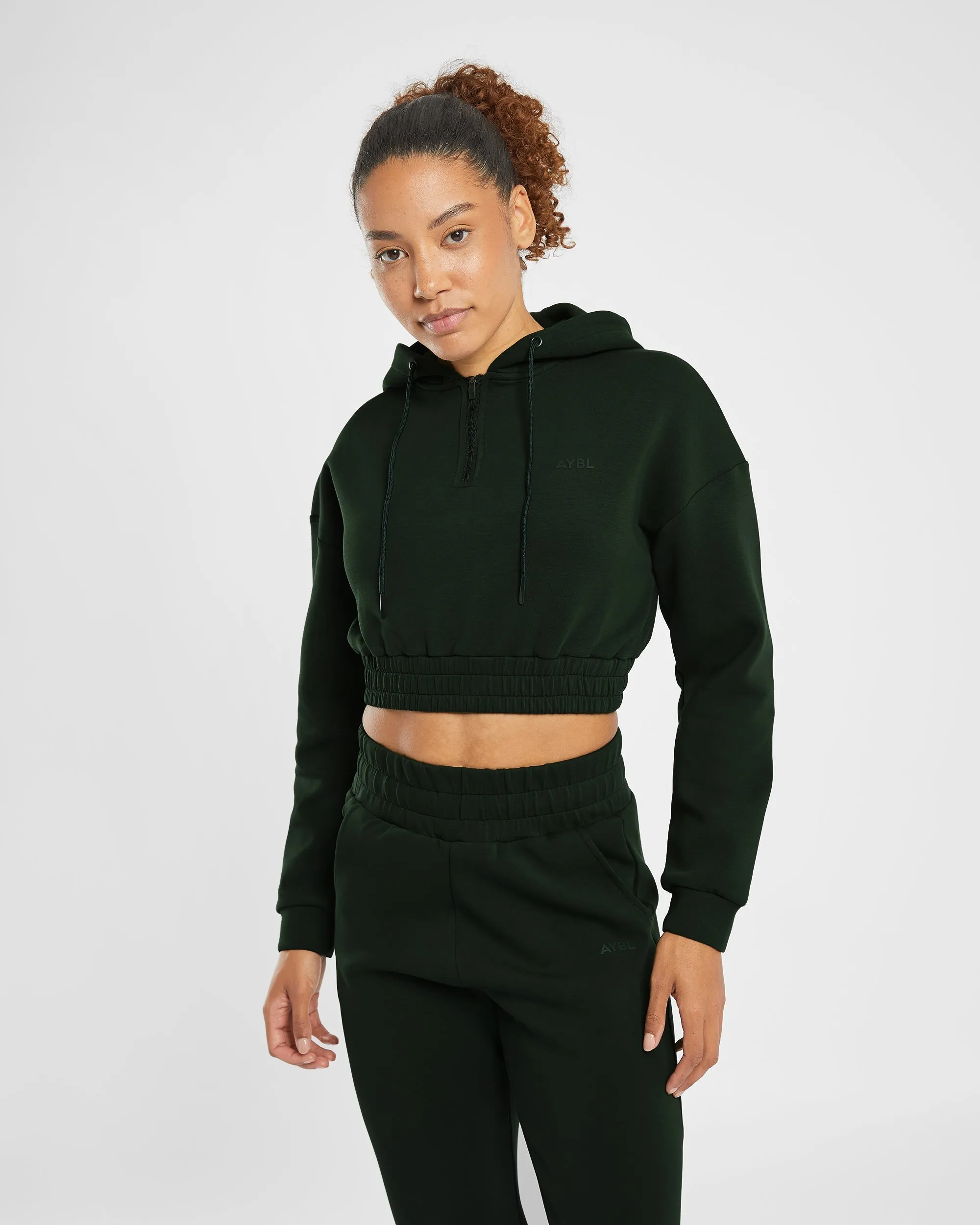 Infinity Crop Zip Hoodie - Forest Green sold by AYBL