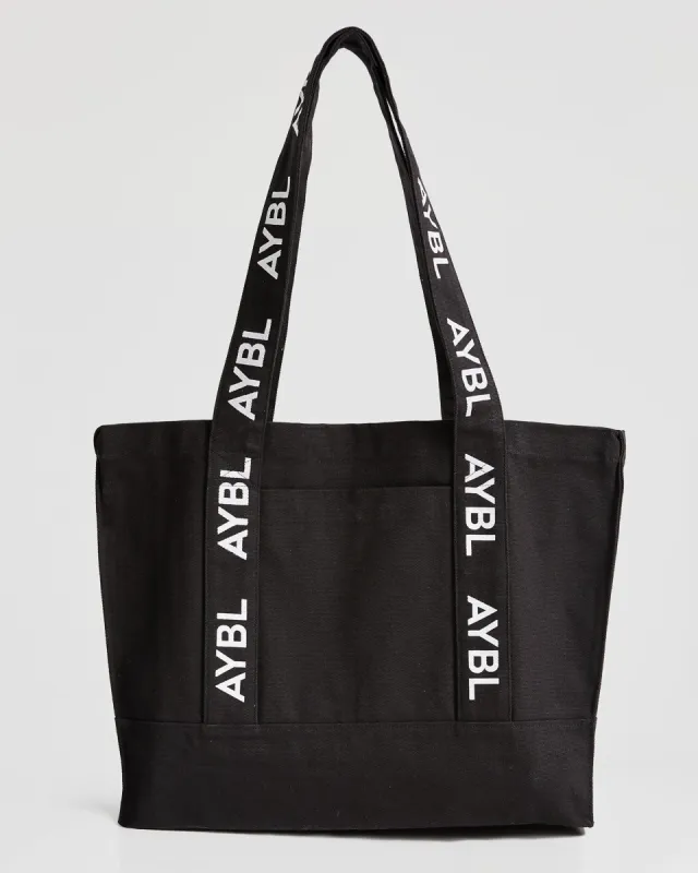 Branded Strap Tote Bag - Black sold by AYBL