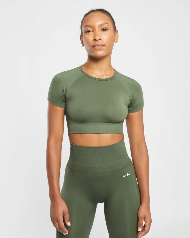Empower Seamless Crop Top - Khaki Green sold by AYBL