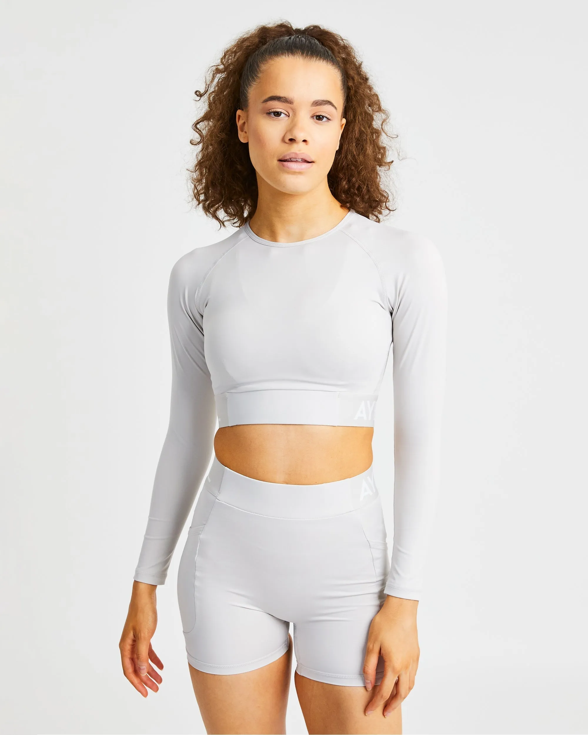Training Long Sleeve Crop Top - Beige sold by AYBL