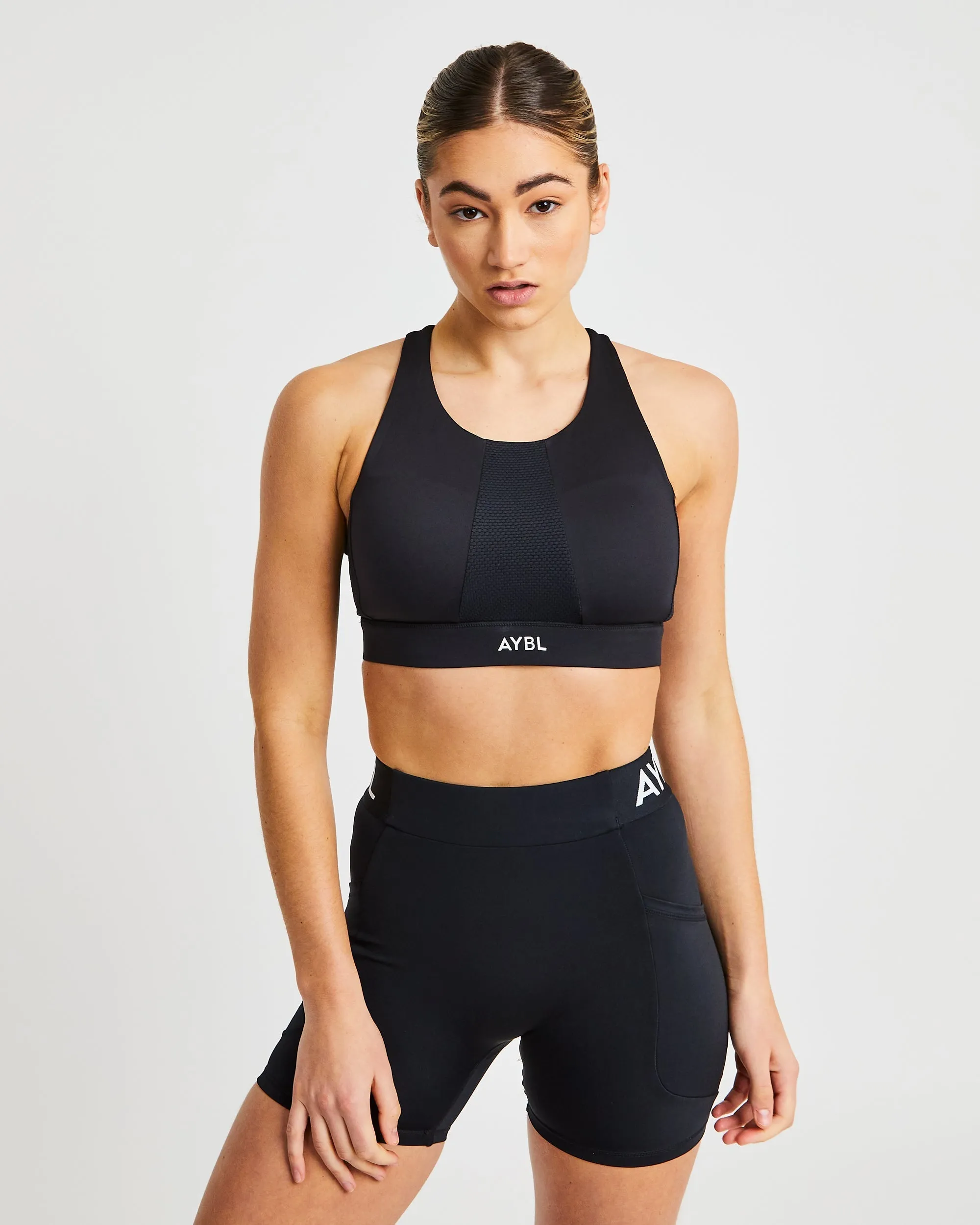Sportive High Neck Sports Bra - Black sold by AYBL