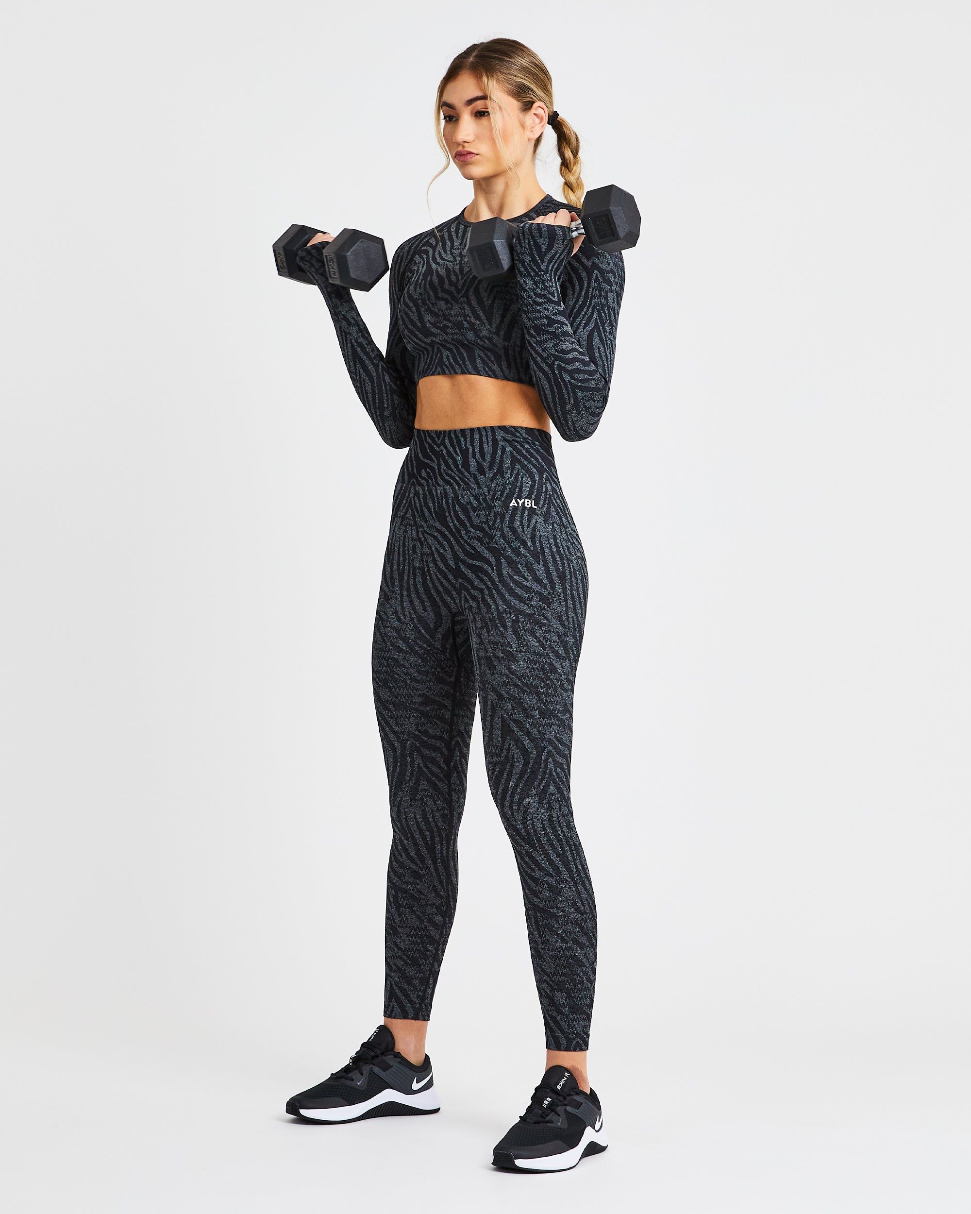 Evolve Animal Seamless Long Sleeve Crop Top - Black sold by AYBL product image thumbnail 5