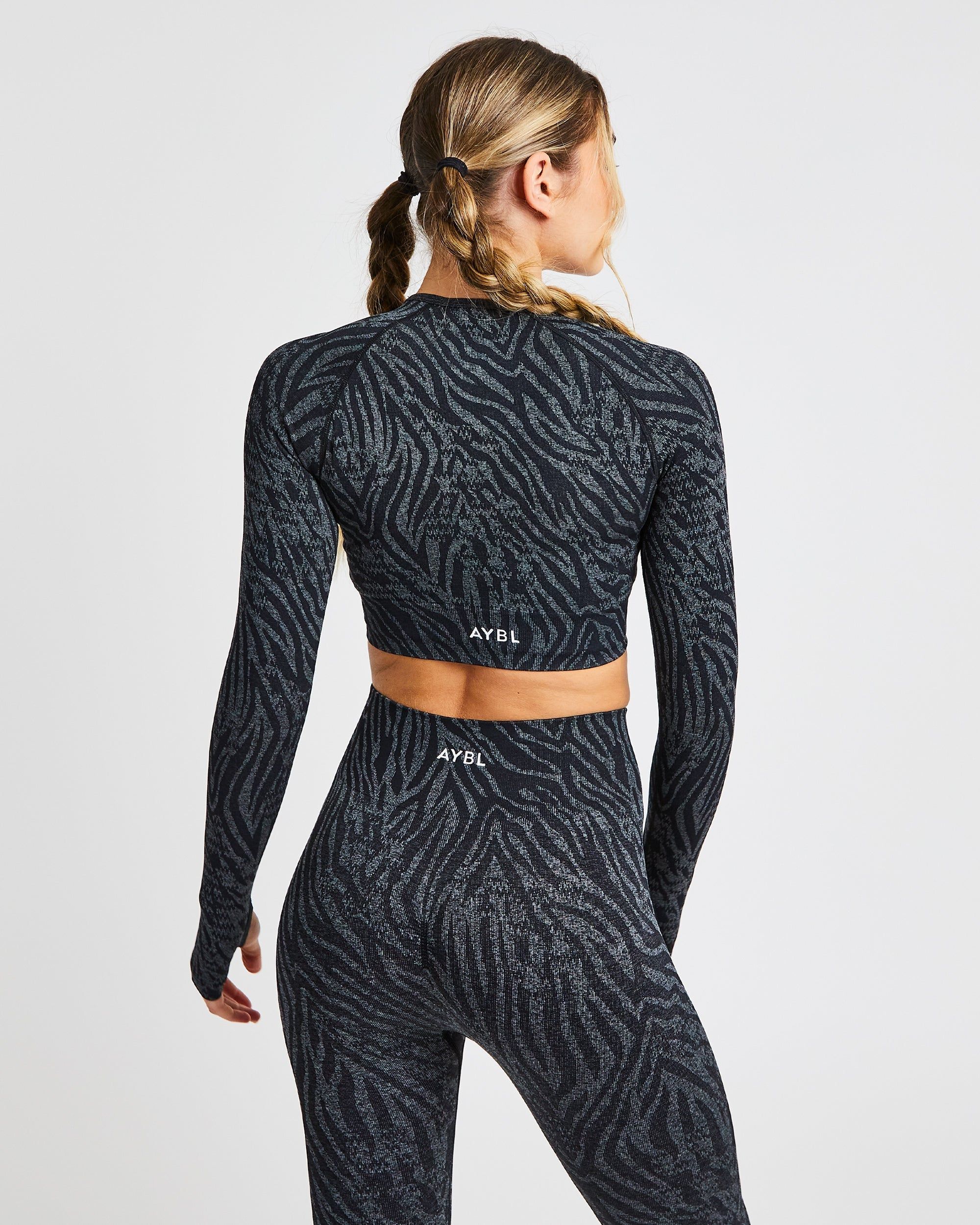 Evolve Animal Seamless Long Sleeve Crop Top - Black sold by AYBL product image thumbnail 2