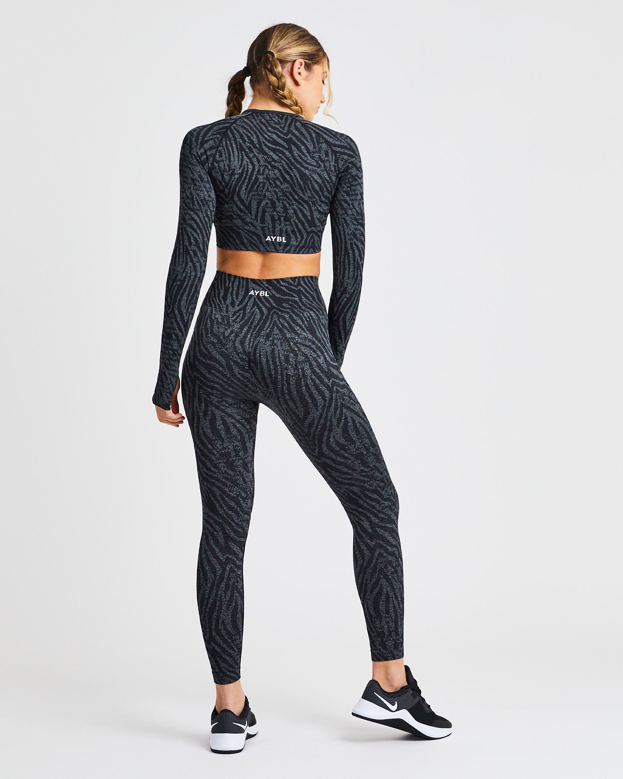Evolve Animal Seamless Long Sleeve Crop Top - Black sold by AYBL product image thumbnail 4