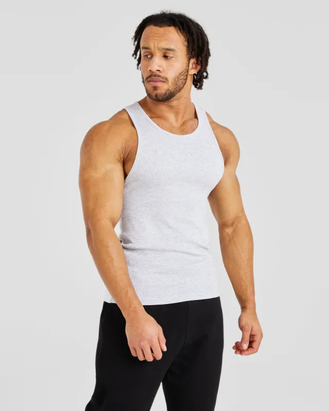 Muscle Ribbed Tank - Light Grey Marl sold by AYBL