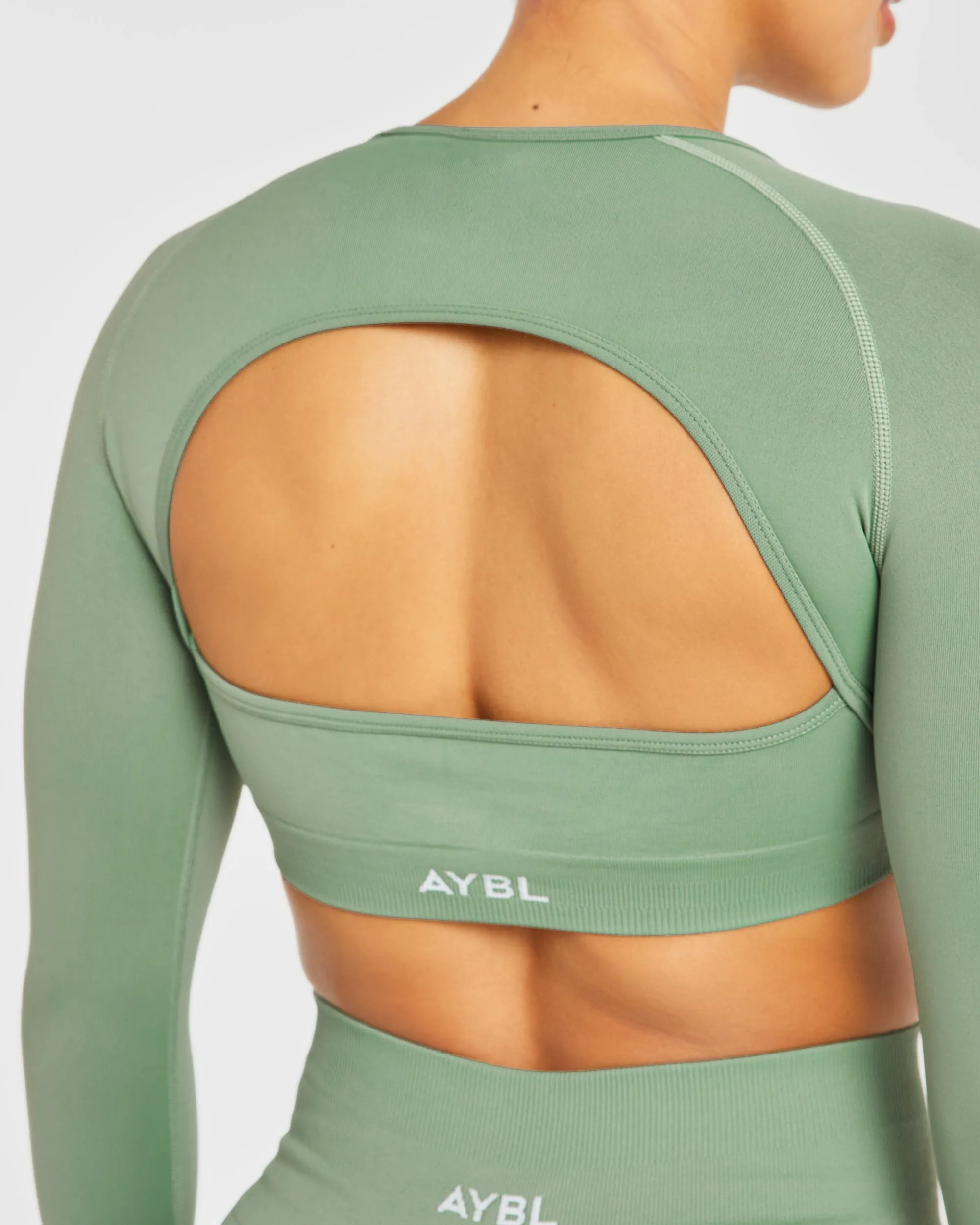 Power Seamless Long Sleeve Crop Top - Olive sold by AYBL product image thumbnail 5