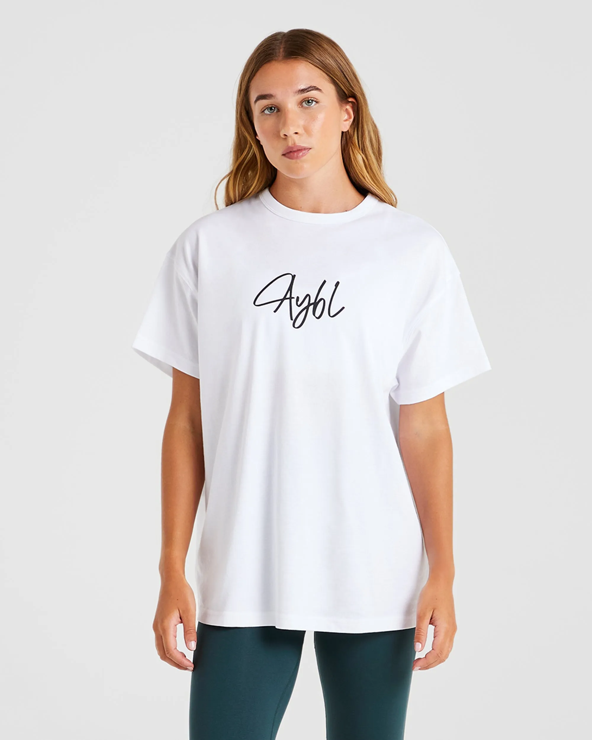 AYBL Script Oversized T Shirt - White sold by AYBL