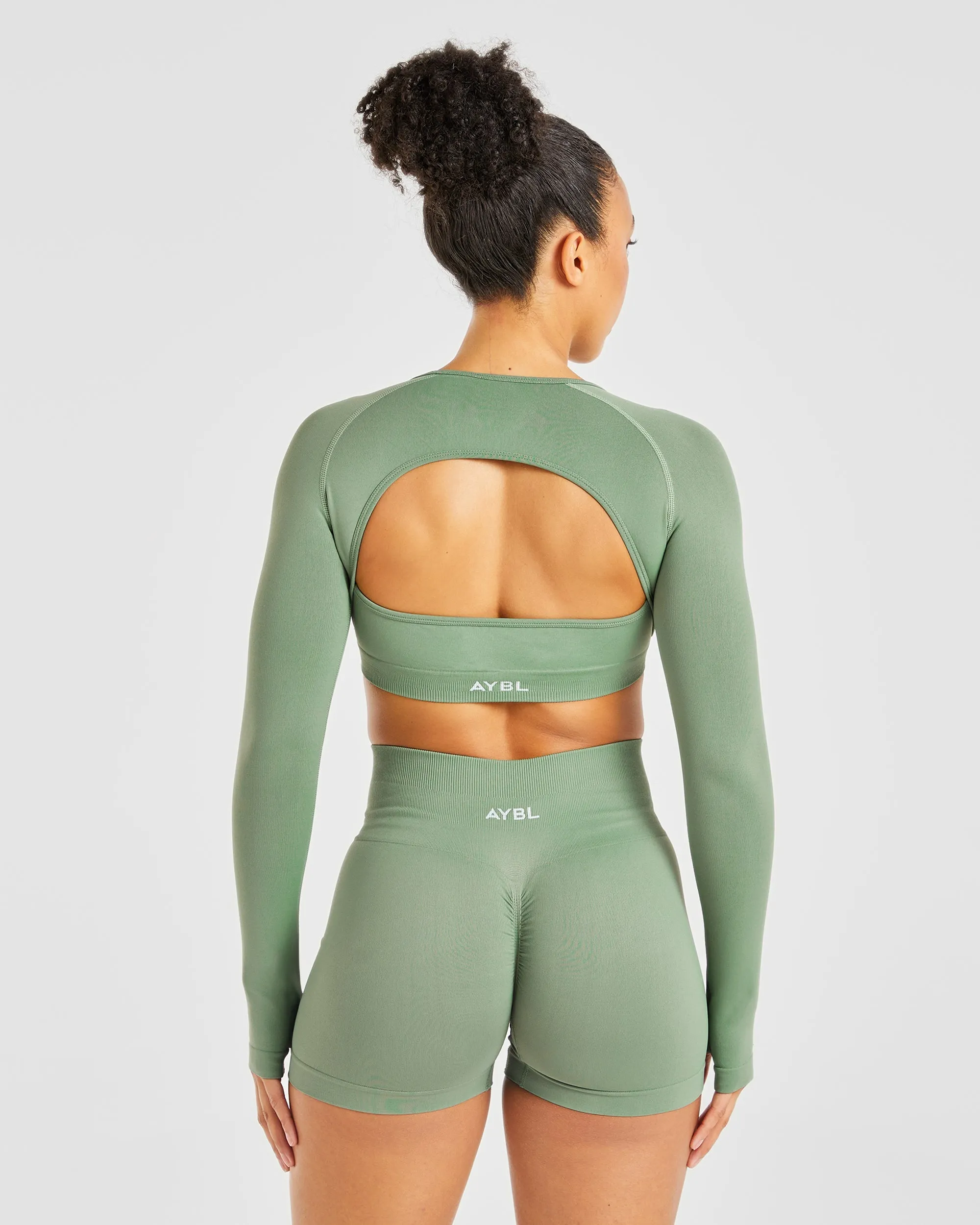 Power Seamless Long Sleeve Crop Top - Olive sold by AYBL product image thumbnail 2