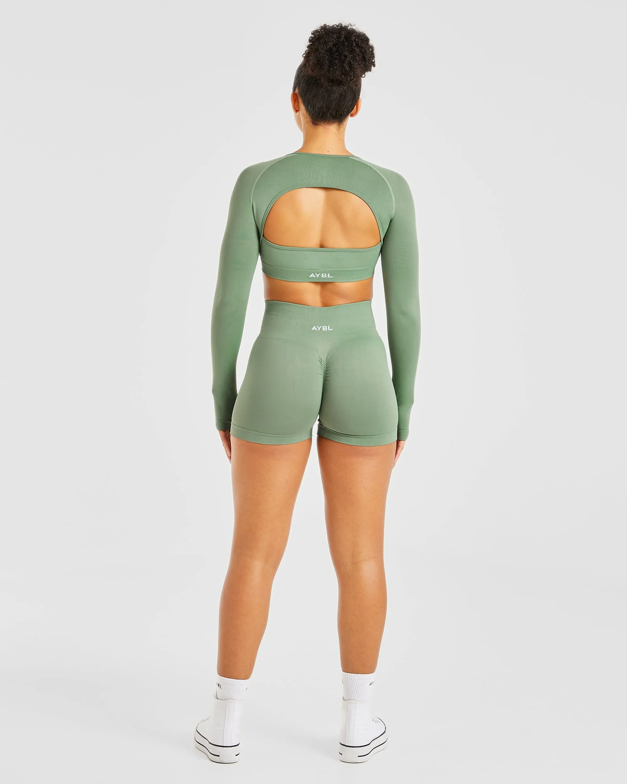 Power Seamless Long Sleeve Crop Top - Olive sold by AYBL product image thumbnail 4
