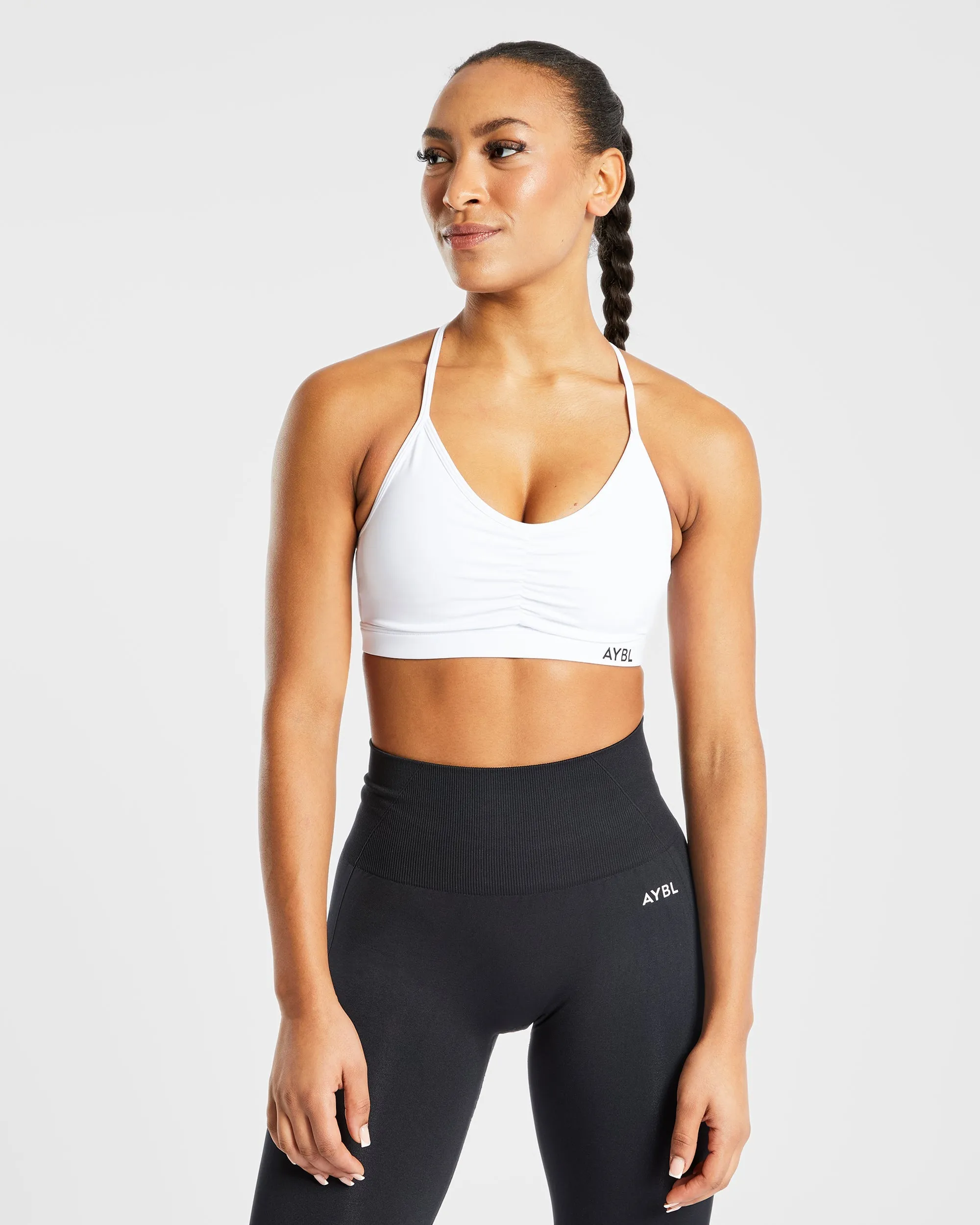 Essential Ruched Sports Bra - White sold by AYBL