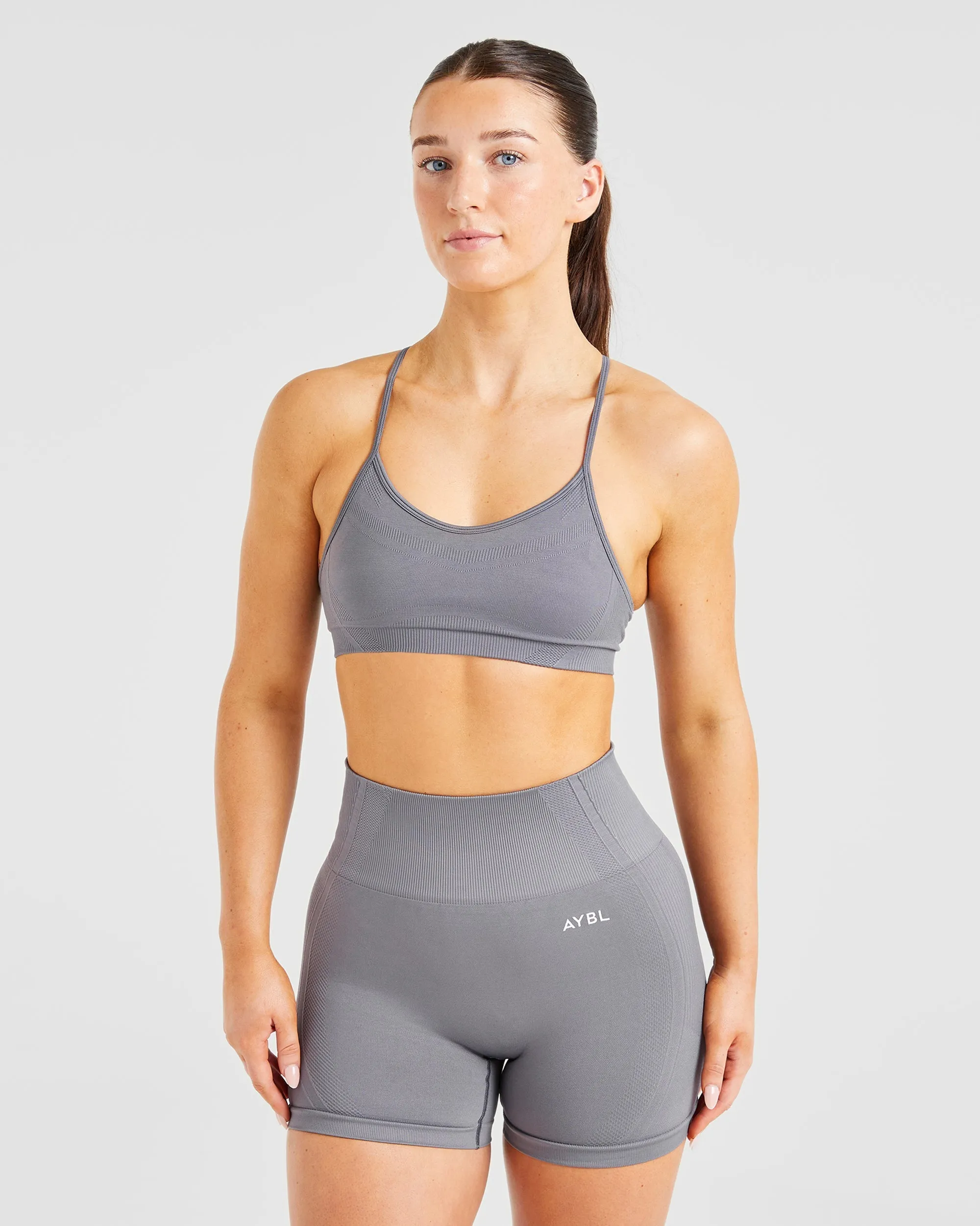 Balance V3 Seamless Strappy Sports Bra - Charcoal Grey sold by AYBL